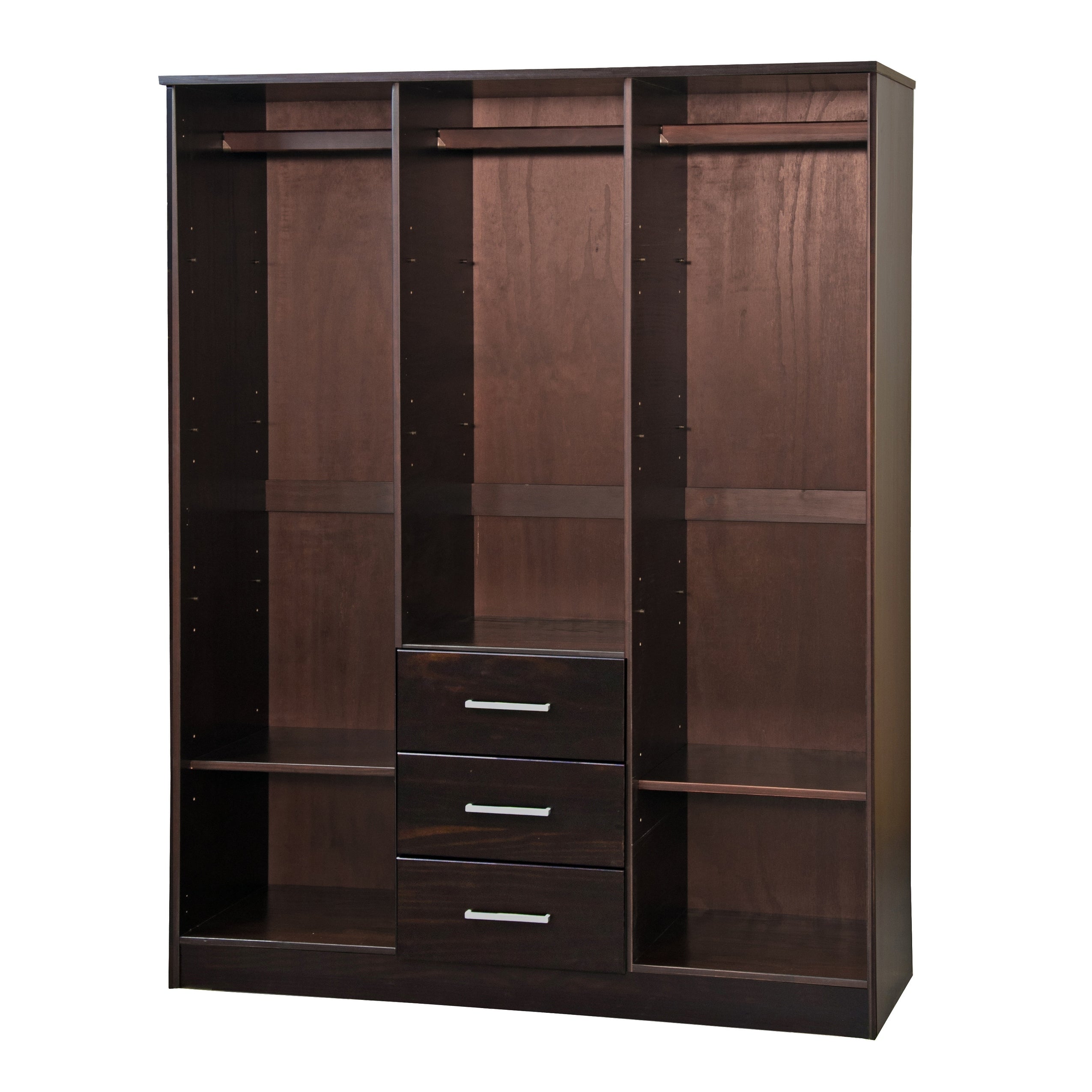 Armoire penderie 3 portes Cosmo 100 % bois massif de Palace Imports avec portes en bois massif ou en miroir