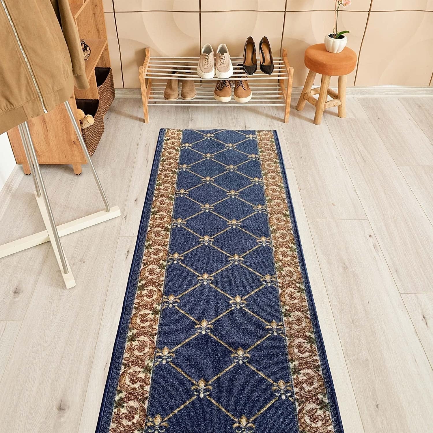 Tapis d'escalier antidérapant Fleur De Lis de 26 pouces de large, sur mesure