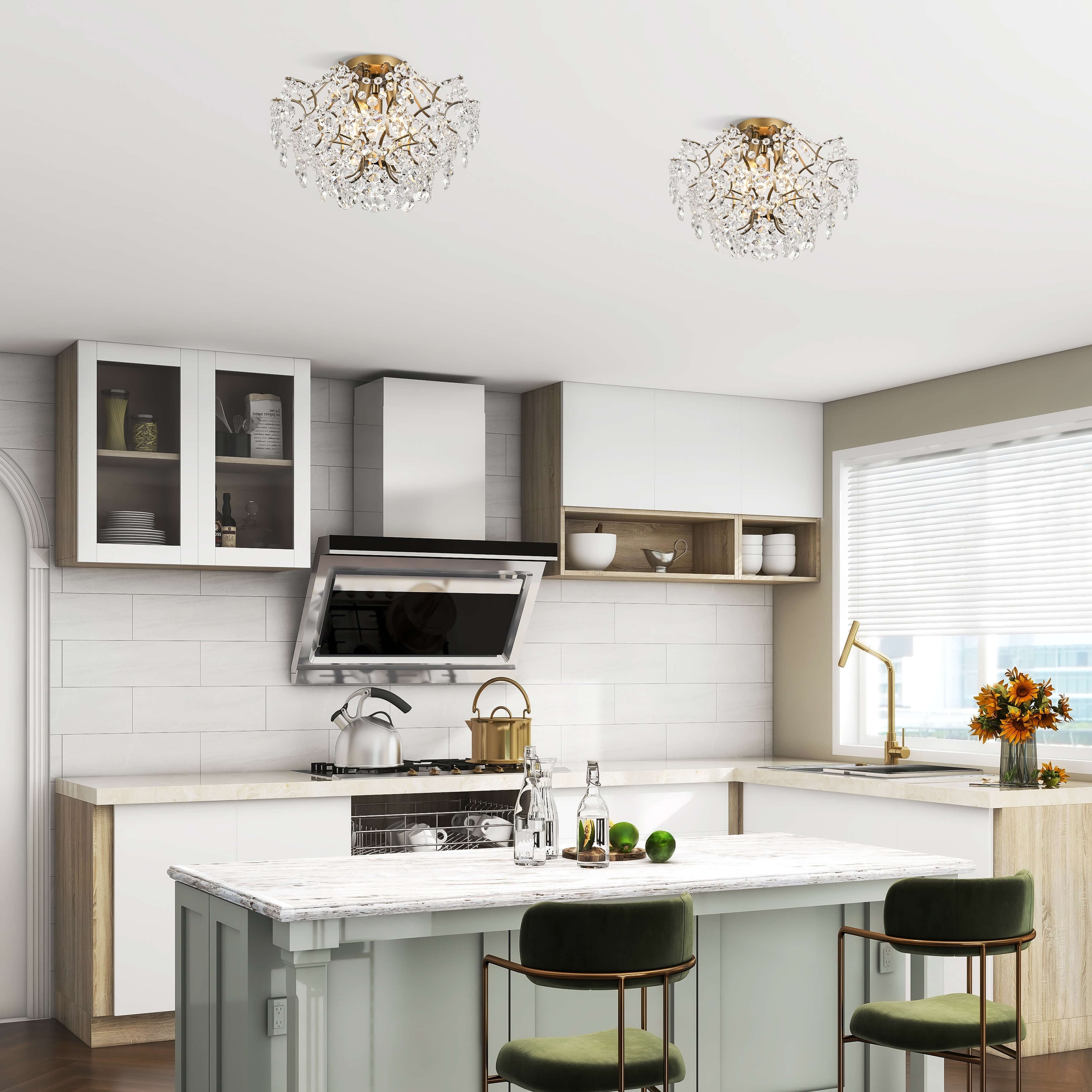 Plafonnier d'intérieur élégant à 3 lumières en cristal Dalia