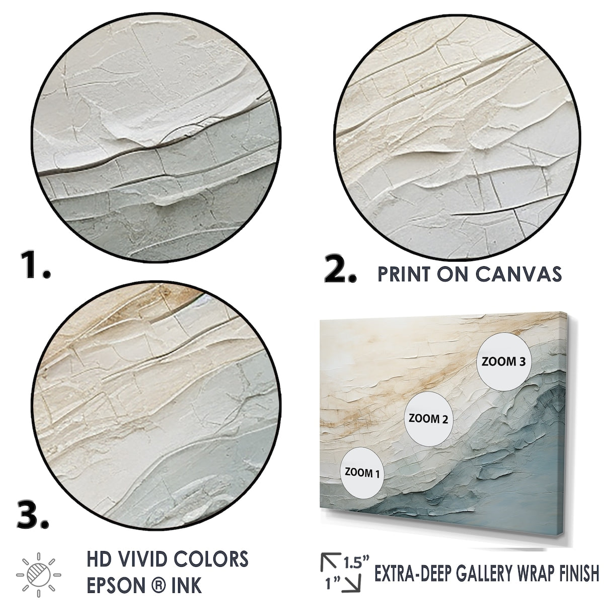 Designart Minimalisme Beige et Gris Vague Horizon I Décoration Murale Encadrée Minimalisme Côtier