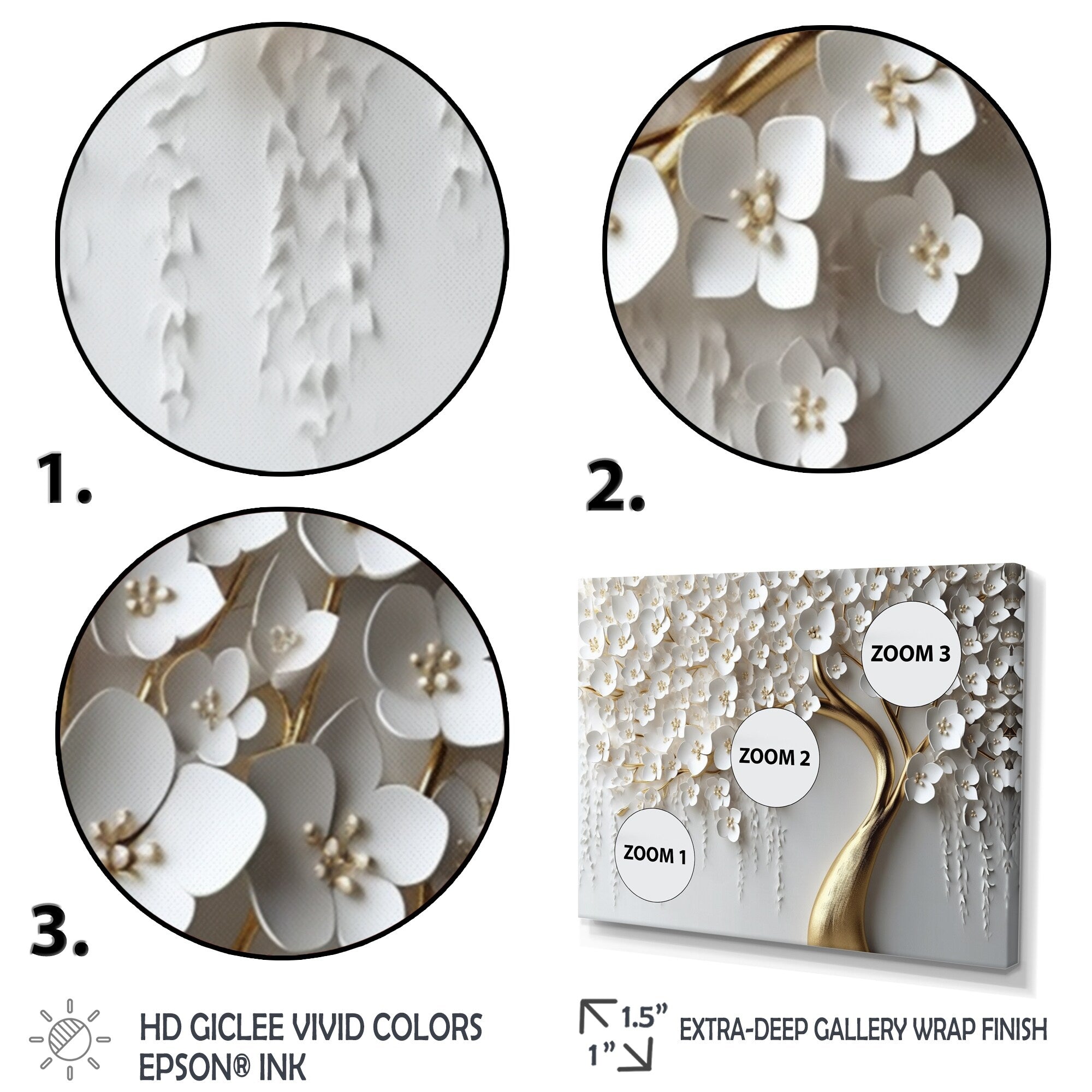 Orchidée blanche Designart, jardin de branches IV, décoration murale encadrée pour salon