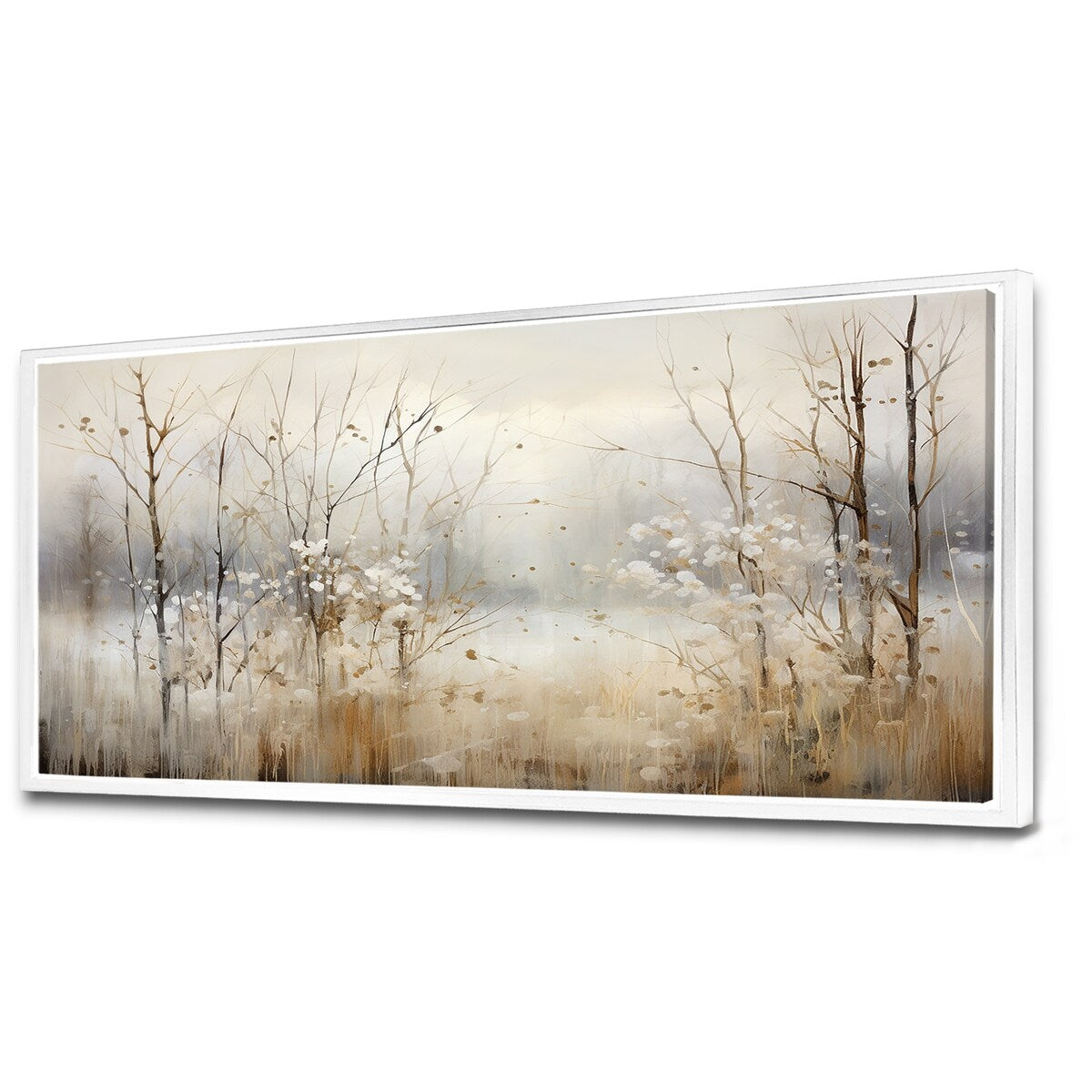Décoration murale Designart Winter Meadow View Calmness II Meadow Grey - Art mural sur toile encadrée traditionnelle pour chambre à coucher