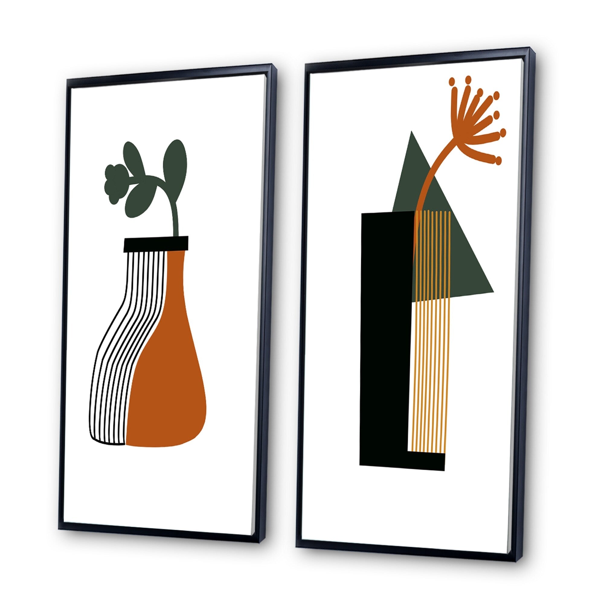 Designart Bohème Mid Century Géométrique Typographie VI Géométrique Encadré Art Ensemble de 2 Pièces