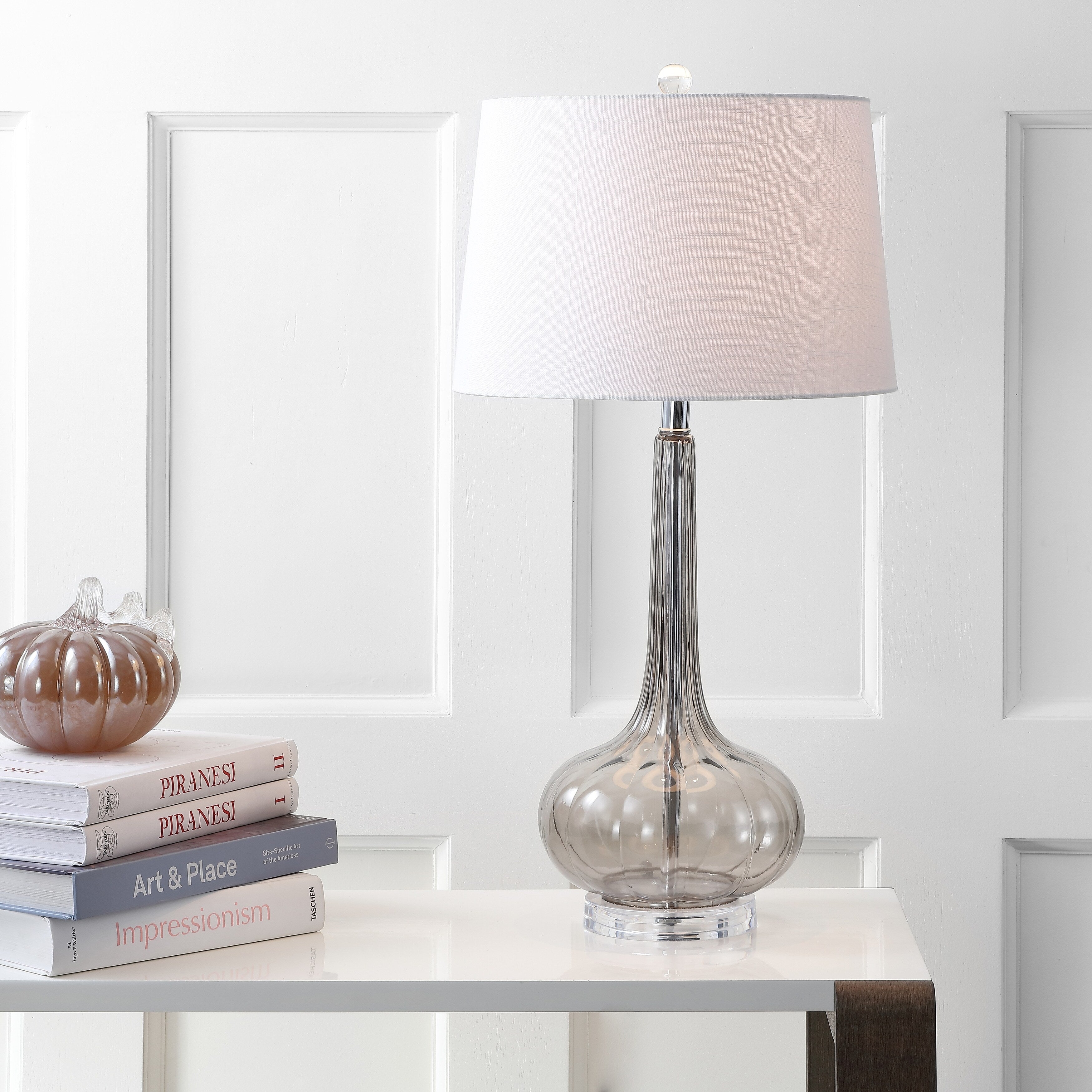 Lampe de table à LED Diamante 28,5 en verre, forme goutte d'eau, rose (lot de 2) par JONATHAN Y