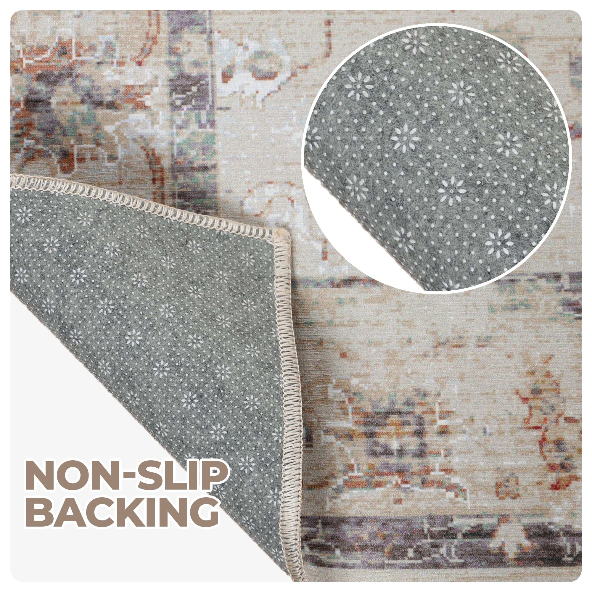 Tapis d'intérieur antidérapant lavable en machine à motif floral Swan de qualité supérieure