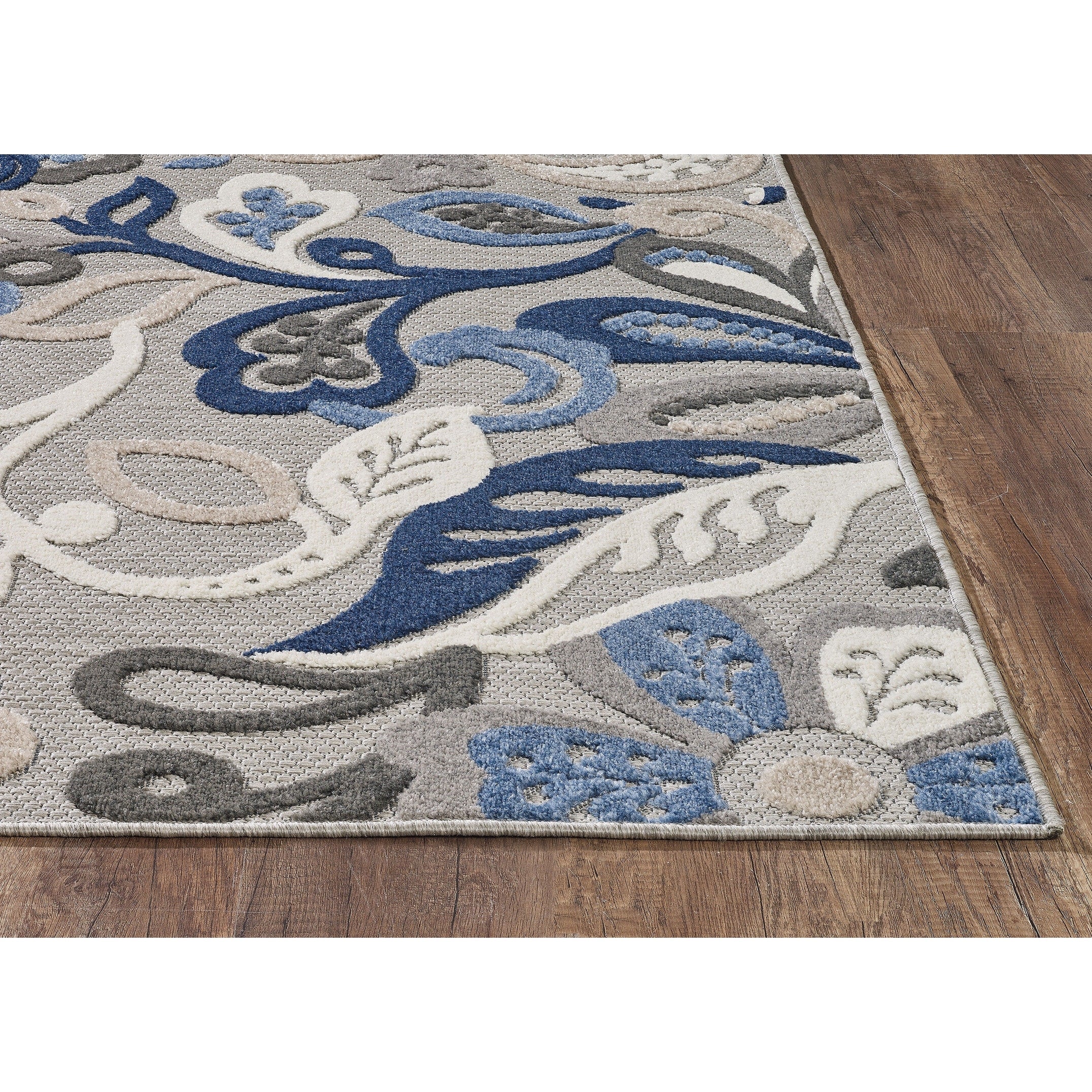 Tapis d'intérieur/extérieur texturé floral Domani Napa