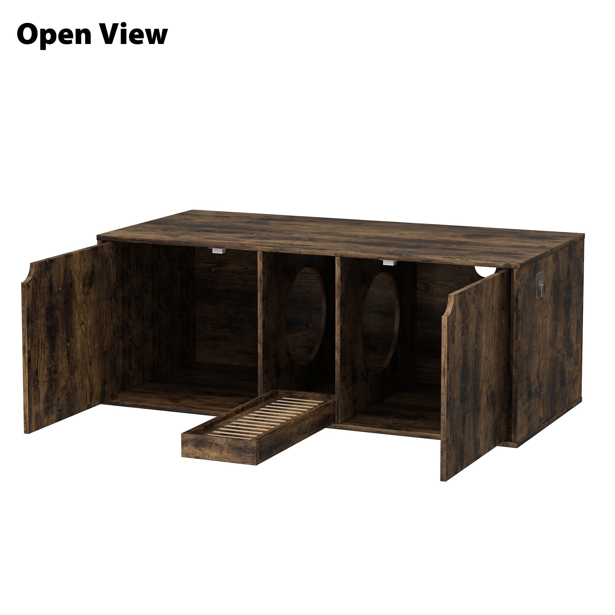 Bac à litière pour chat à deux compartiments, meuble multifonctionnel