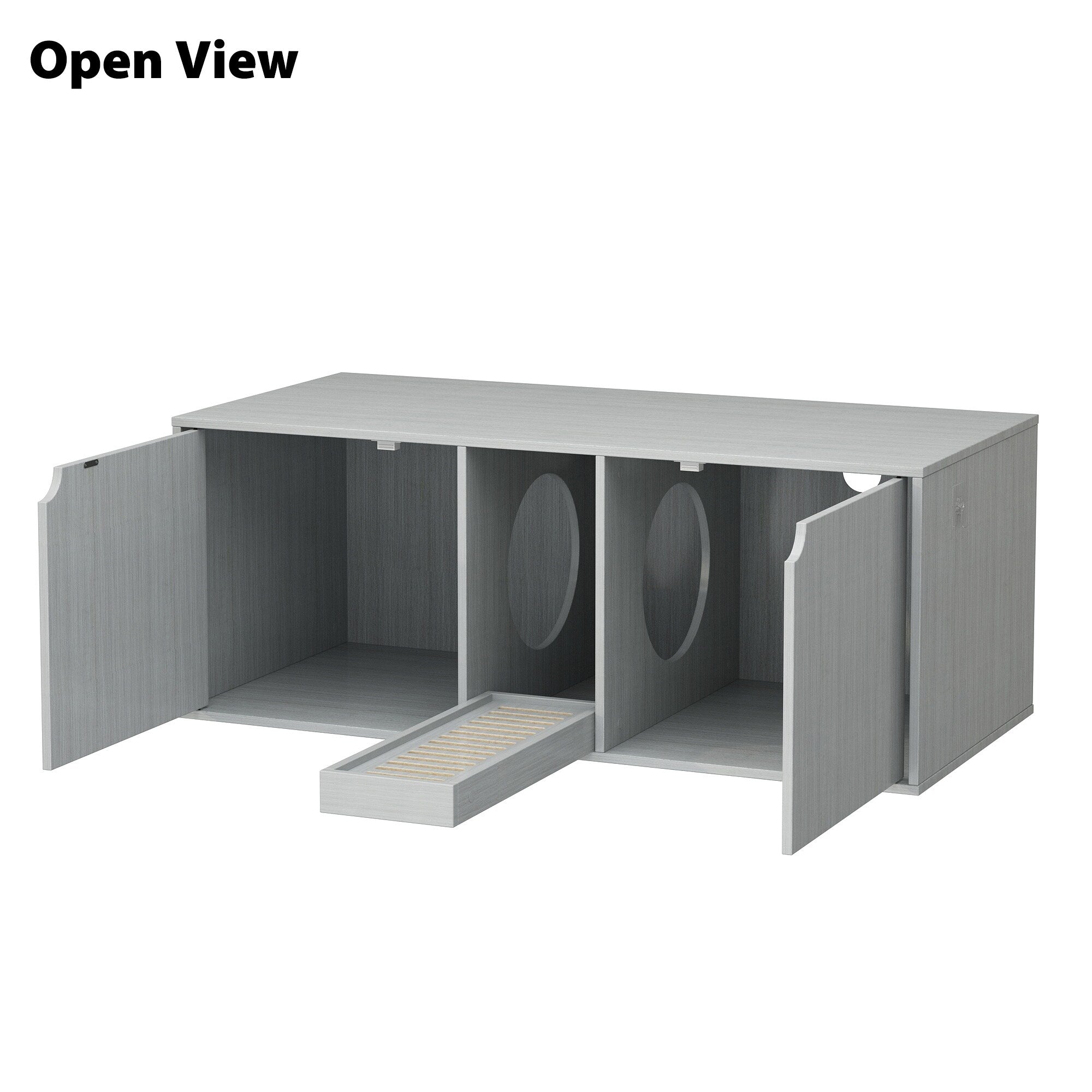 Bac à litière pour chat à deux compartiments, meuble multifonctionnel