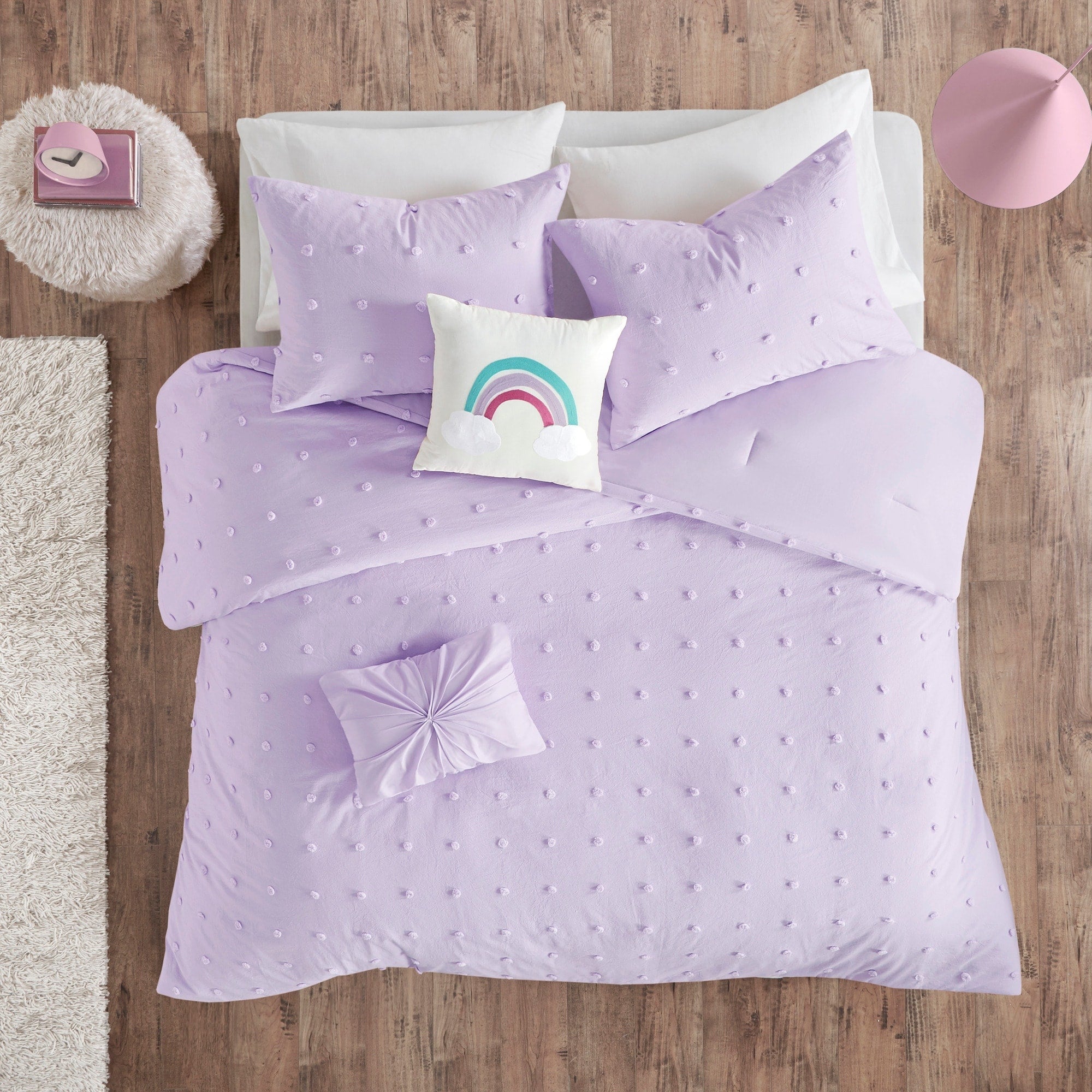 Parure de couette Ensley en coton jacquard à pompons par Intelligent Design Kids