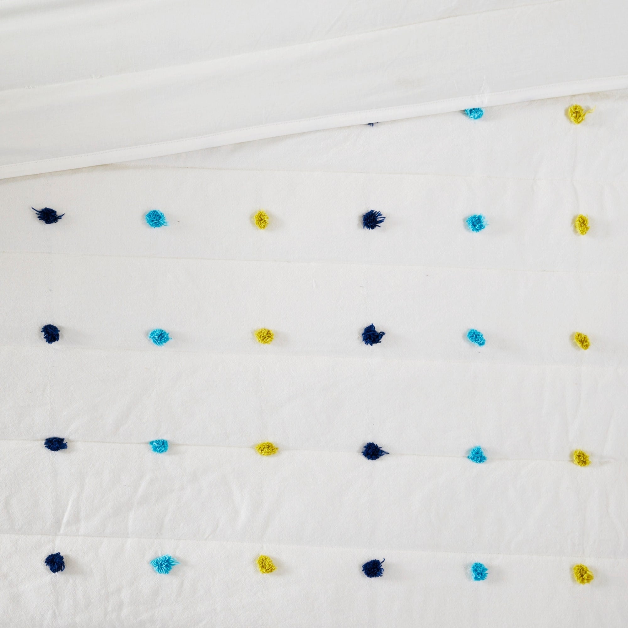 Parure de lit en jacquard de coton à pompons Ensley pour enfants, design intelligent, avec coussins décoratifs