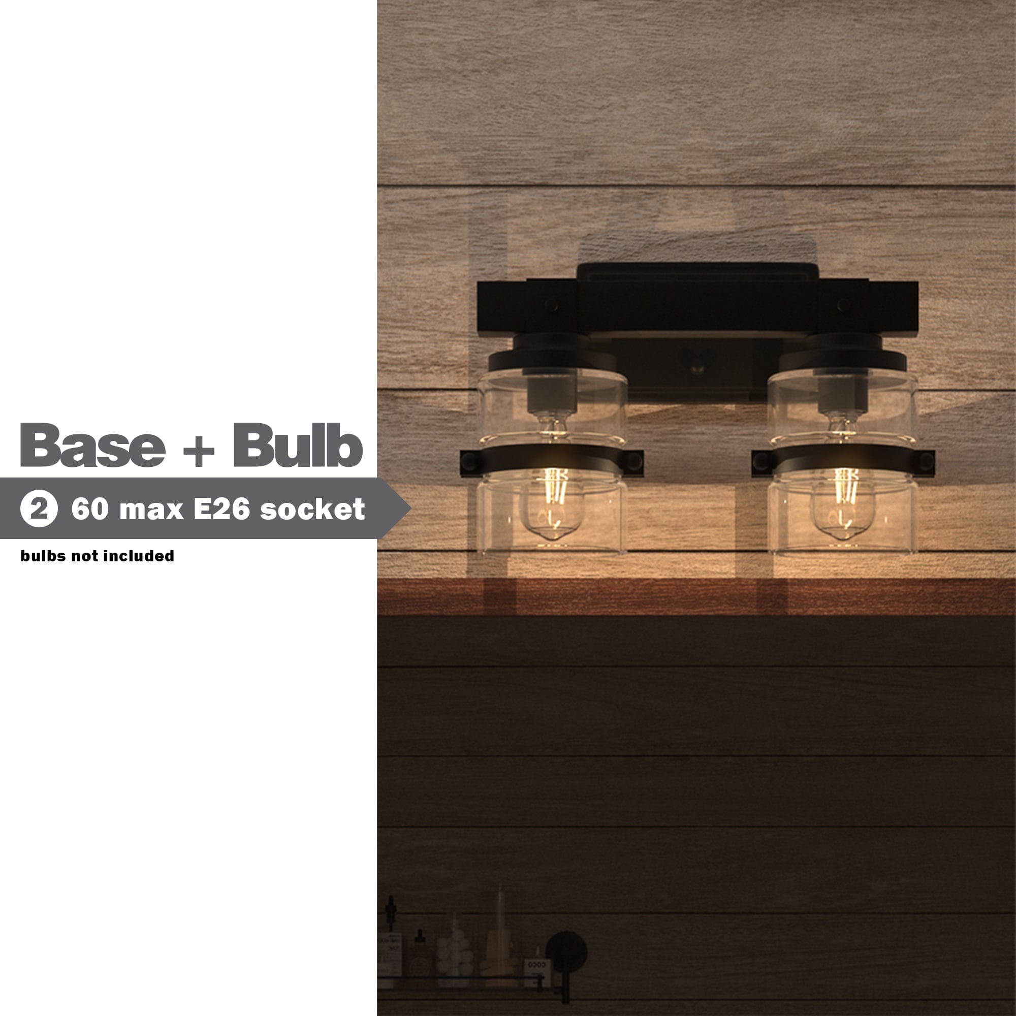 Applique murale de salle de bain ExBrite Farmhouse à 3 lumières, en fer noir à intensité variable