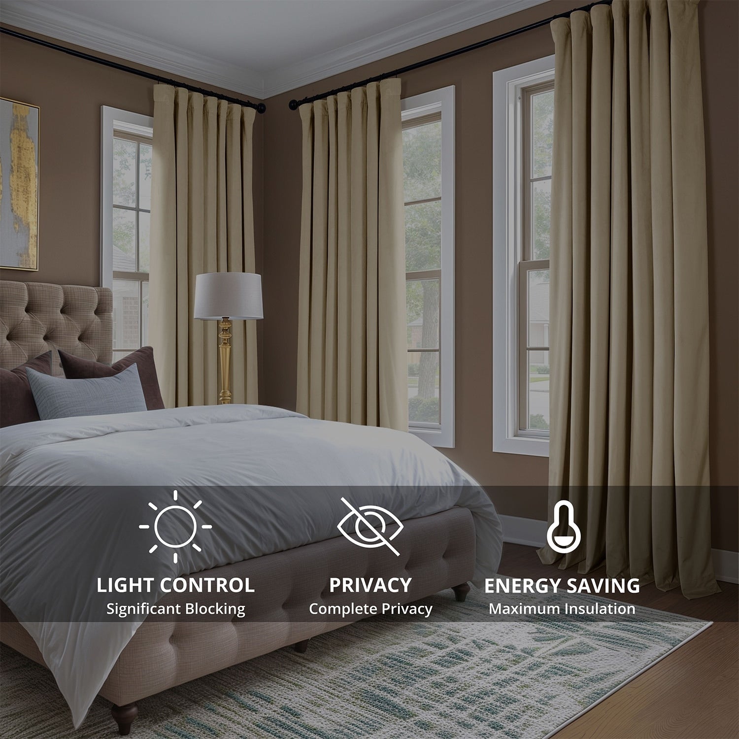 Rideaux occultants en velours pelucheux Heritage Exclusive Fabrics (1 panneau) Rideaux en velours de luxe pour chambre et salon.