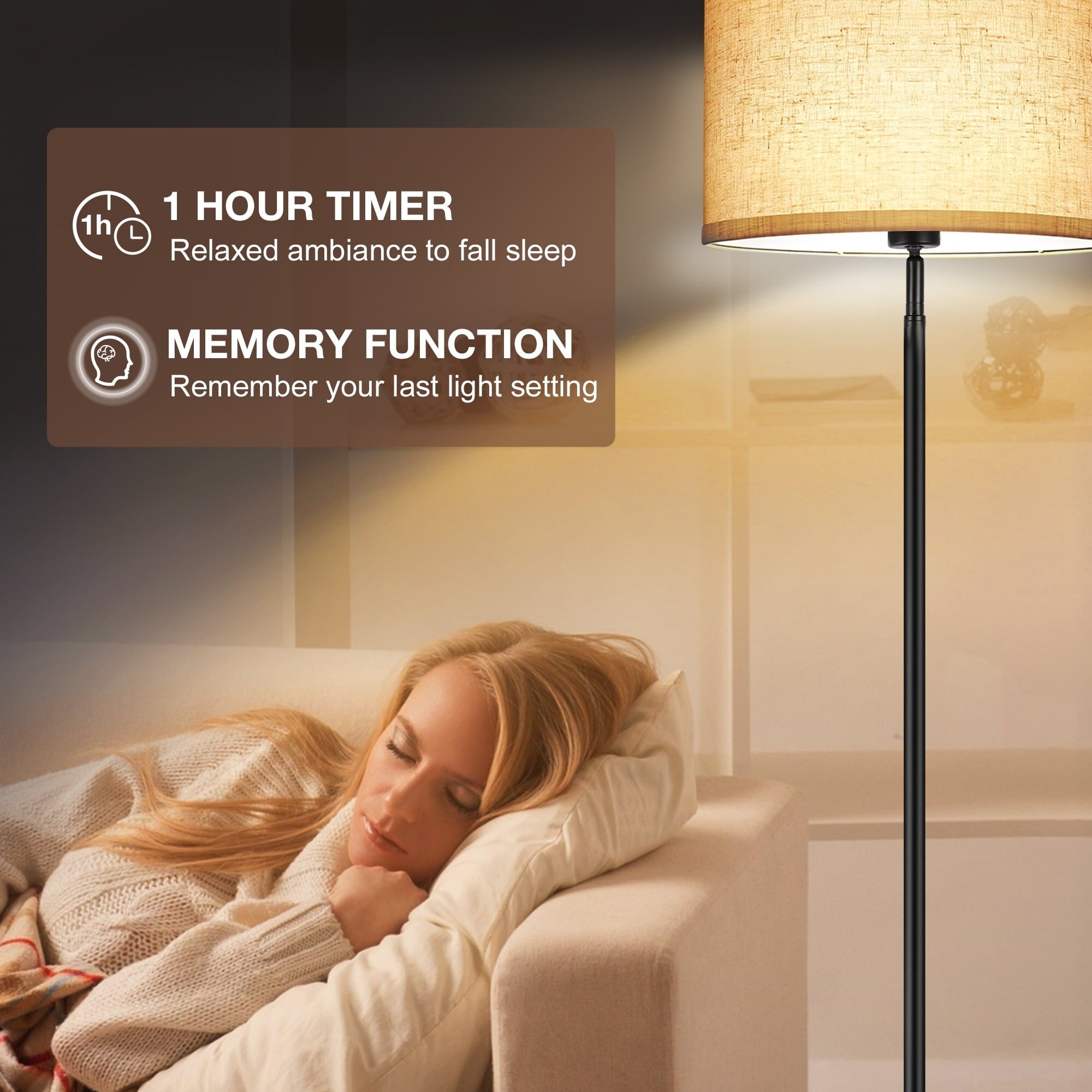 Lampadaires de salon avec télécommande et 4 températures de couleur - N/A