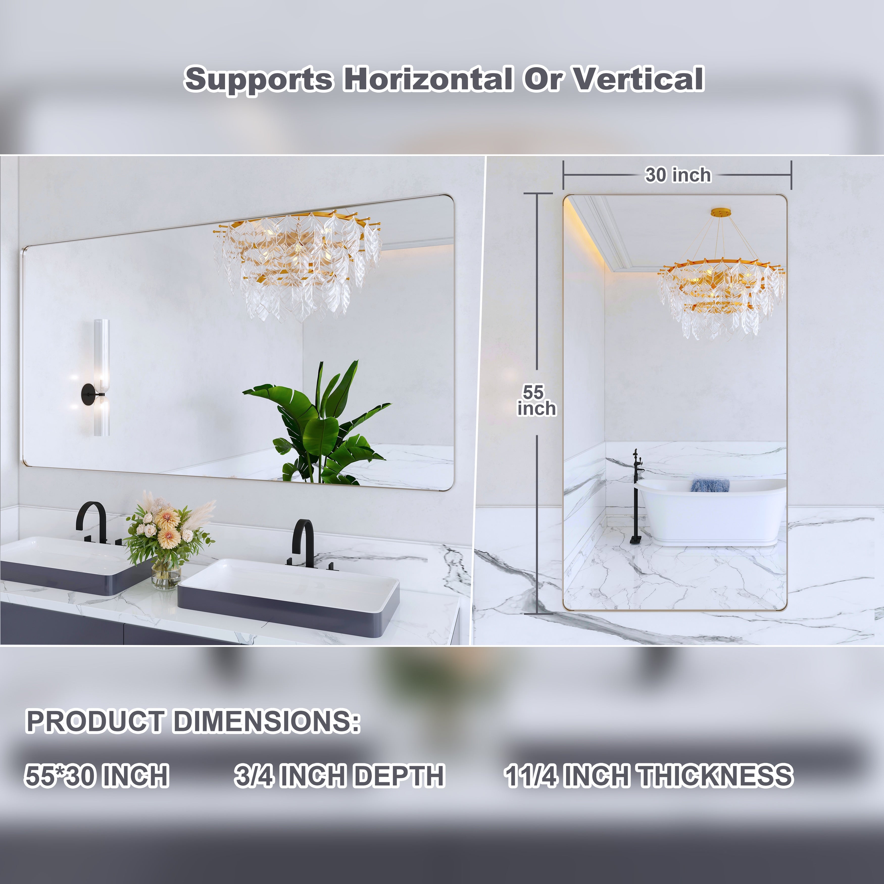 Miroir de salle de bain mural encadré