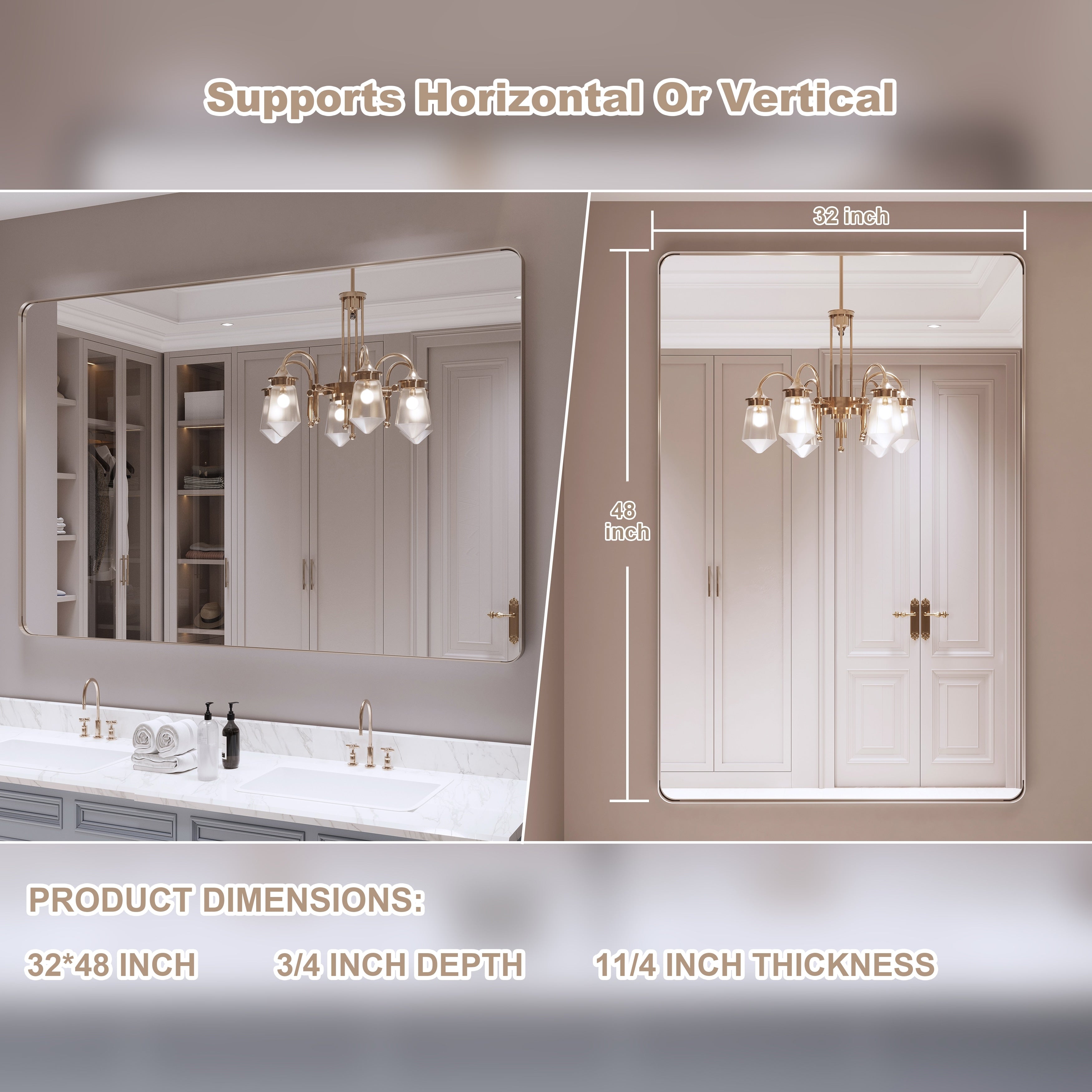 Miroir de salle de bain mural encadré