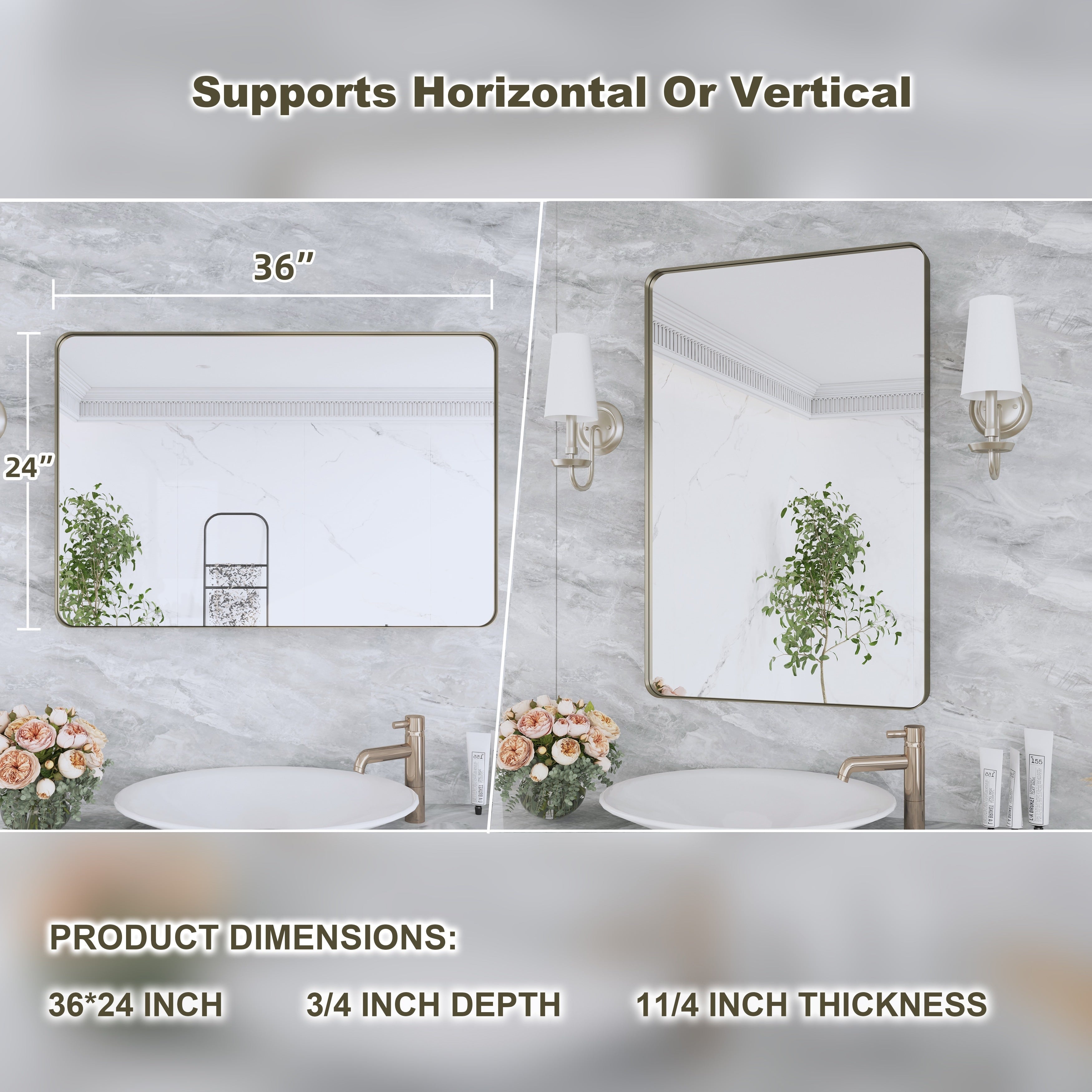 Miroir de salle de bain mural encadré