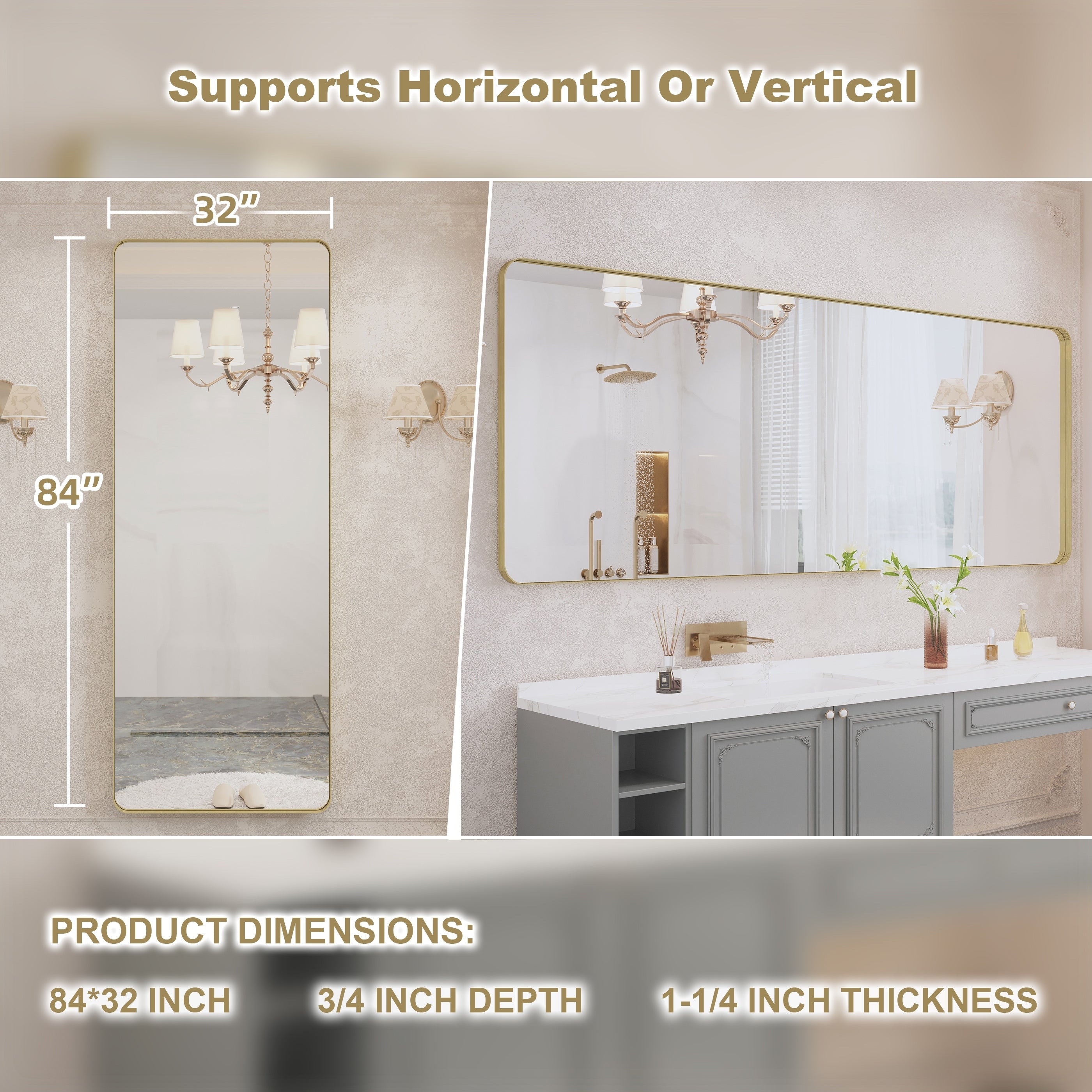 Miroir de salle de bain mural encadré