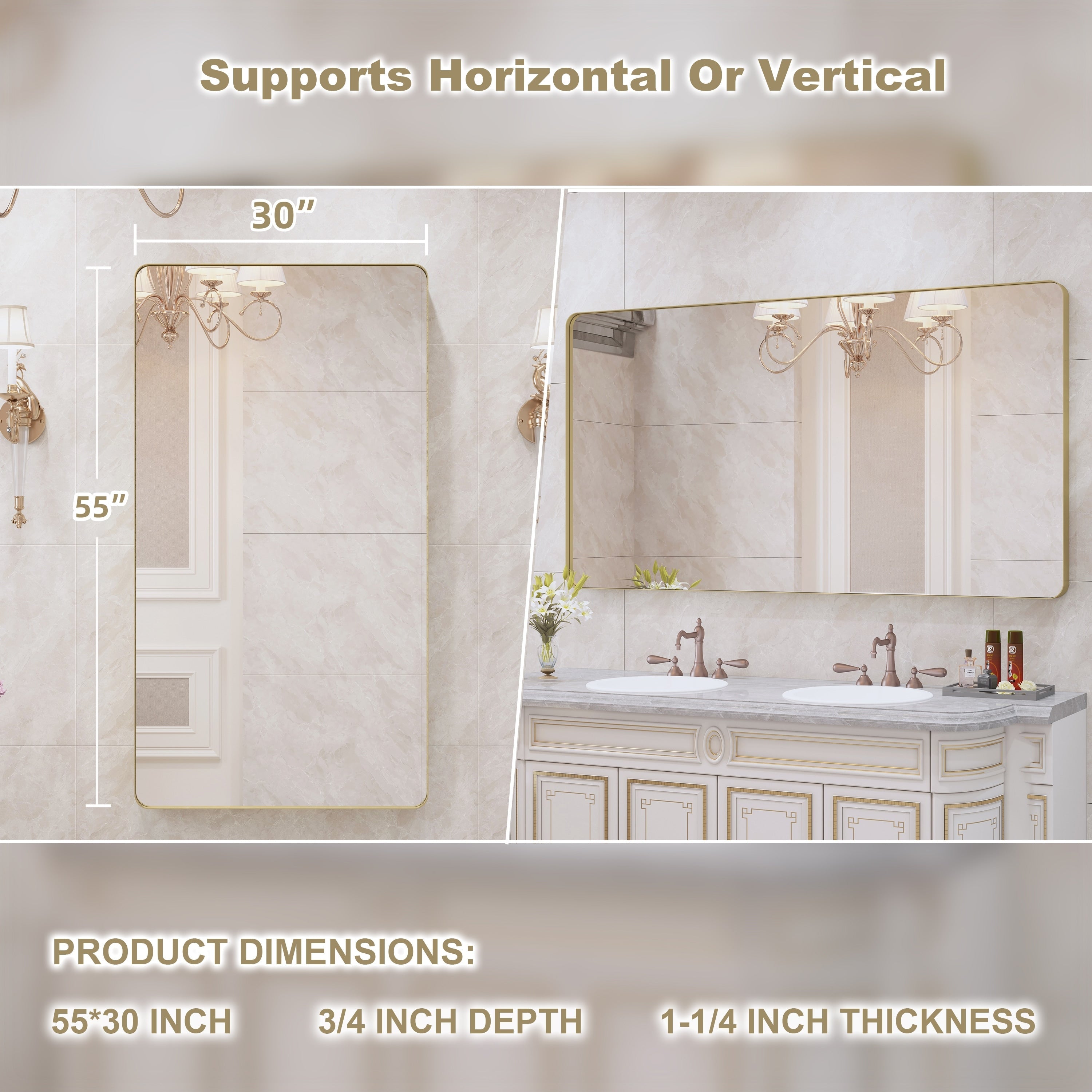 Miroir de salle de bain mural encadré