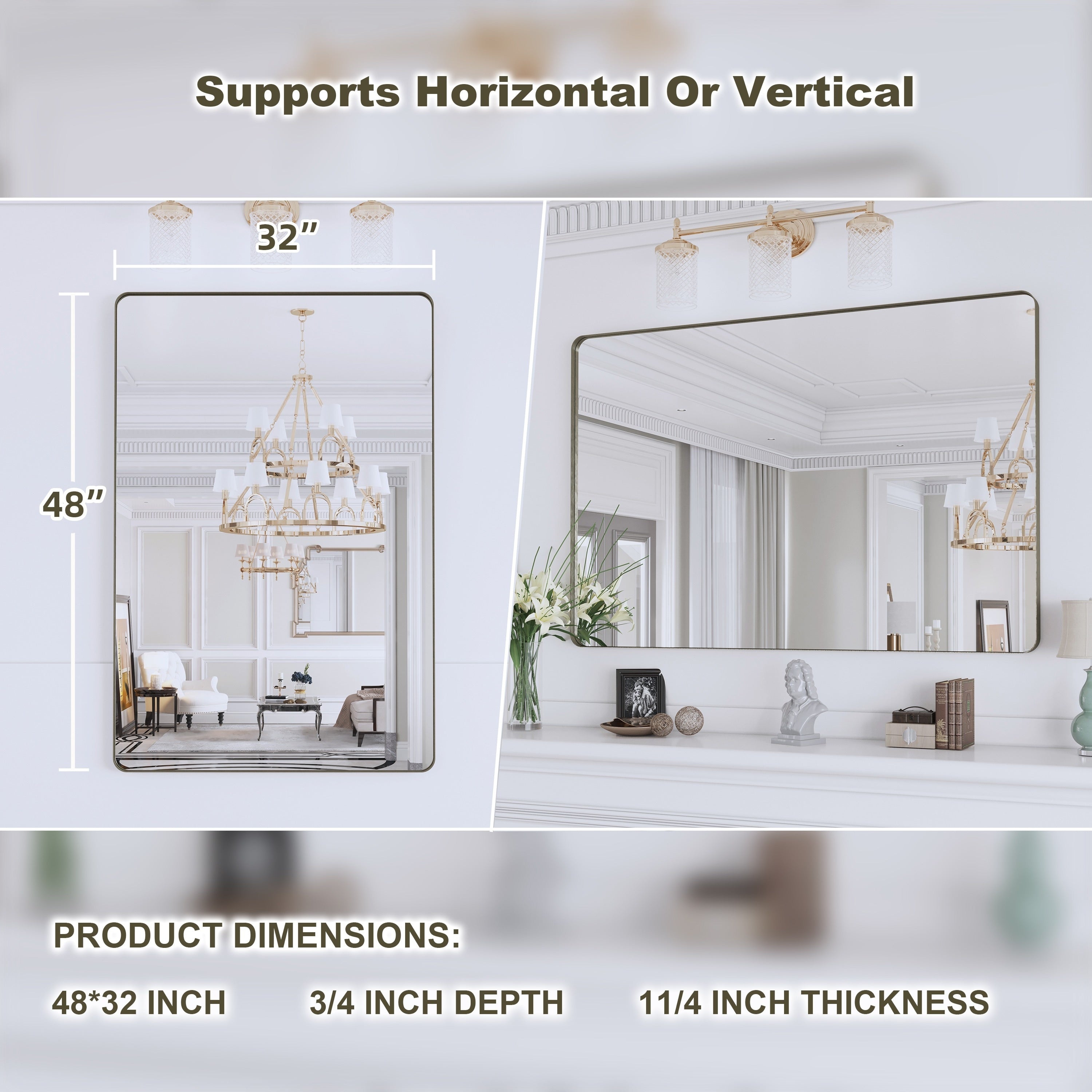 Miroir de salle de bain mural encadré