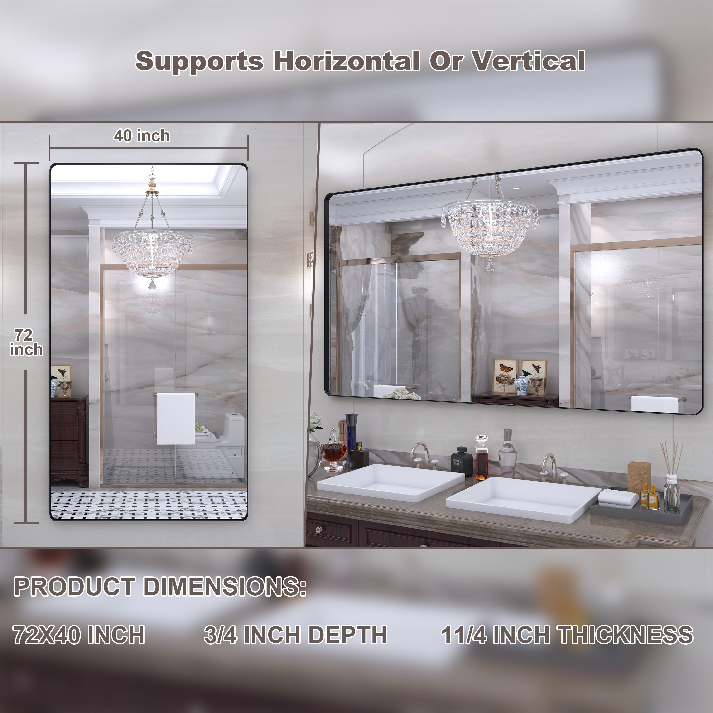 Miroir de salle de bain mural encadré