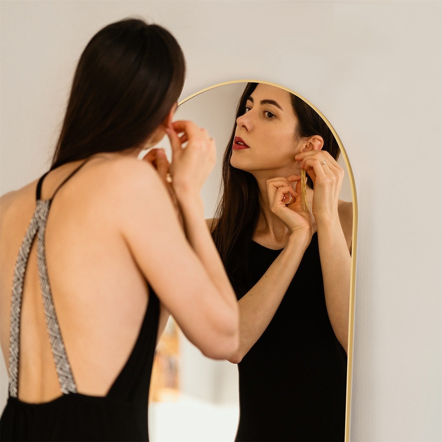 Miroir pleine longueur avec support, miroir de sol avec cadre en alliage d'aluminium pour chambre à coucher, miroir mural sur pied pour vestiaire