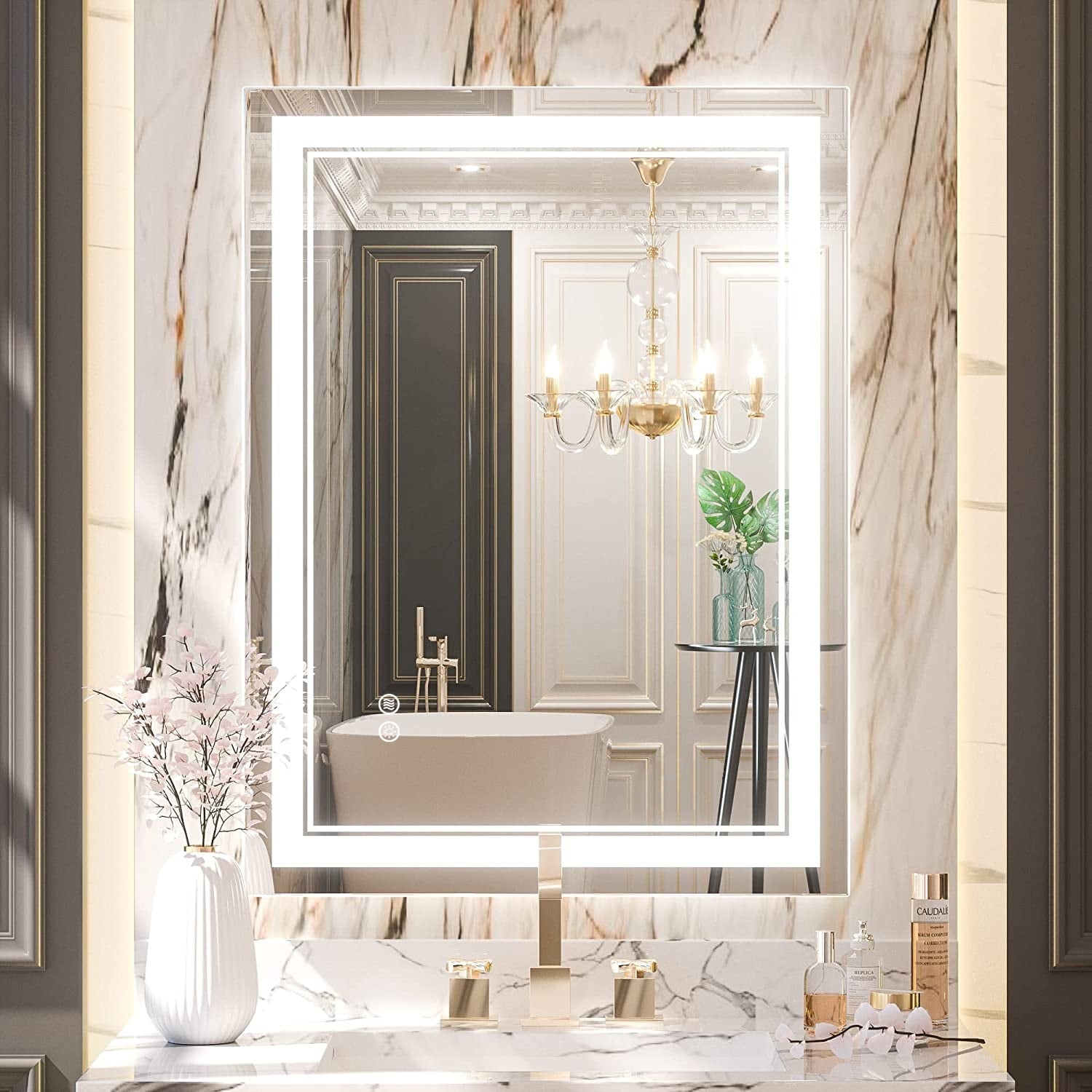 Full Size Front & Back LED Lighted Anti-fog Tempered Glass Wall Bathroom Vanity Mirror