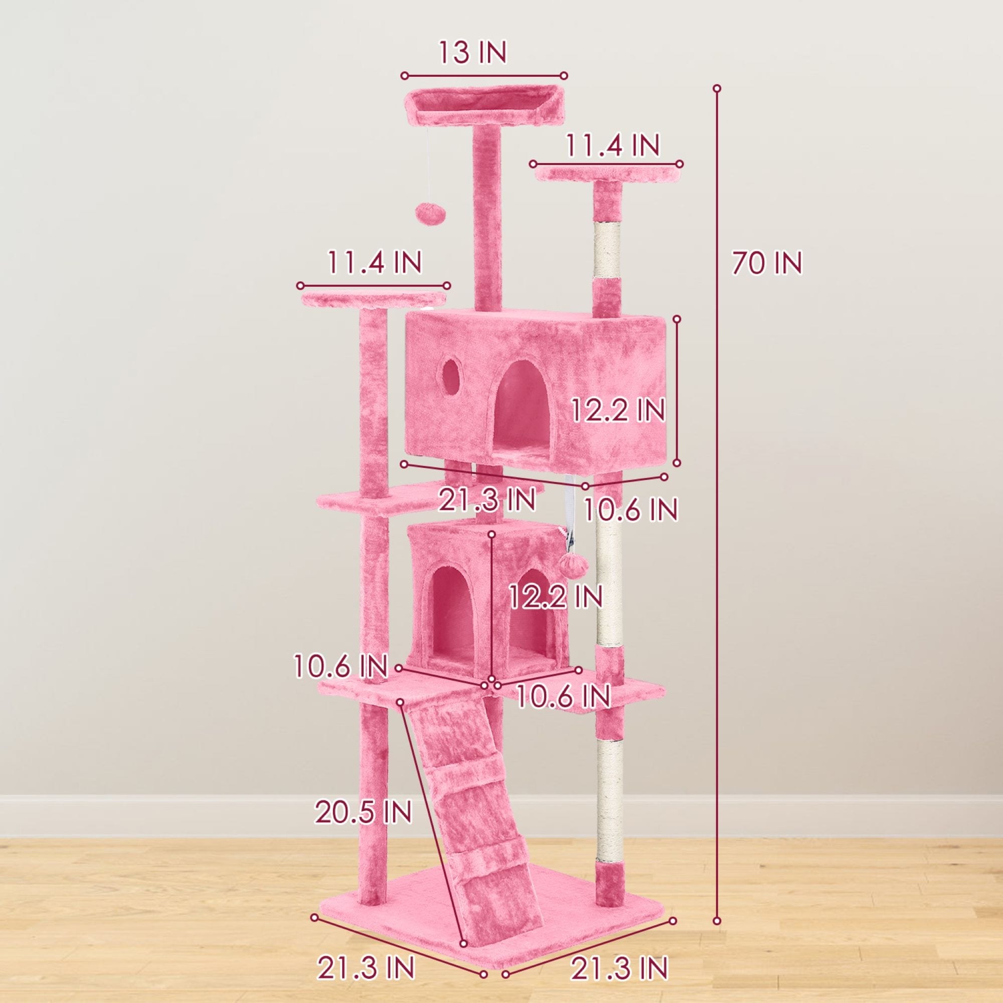 Arbre à chat Furniture of America, tour à chat à plusieurs niveaux avec échelle, plateformes et condos