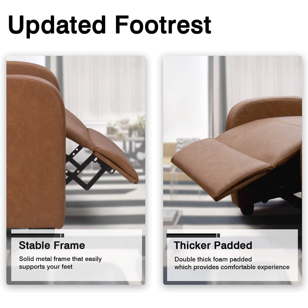 Canapé inclinable en cuir PU Furniwell avec siège et dossier rembourrés.