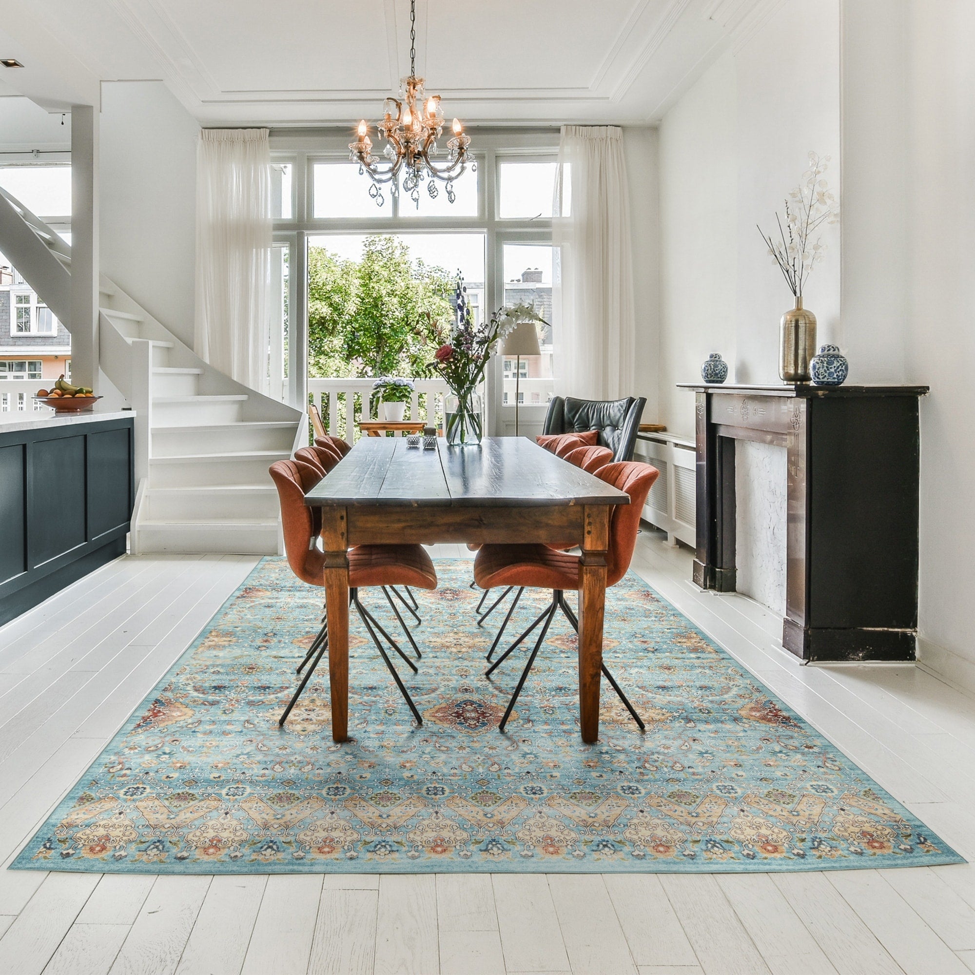 Tapis antidérapant lavable en polyester à poils plats imprimé numériquement par Gertmenian Crystal Print