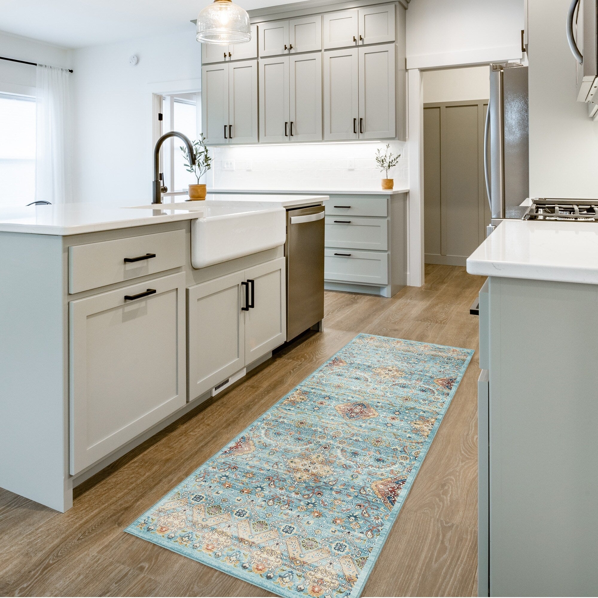 Tapis antidérapant lavable en polyester à poils plats imprimé numériquement par Gertmenian Crystal Print