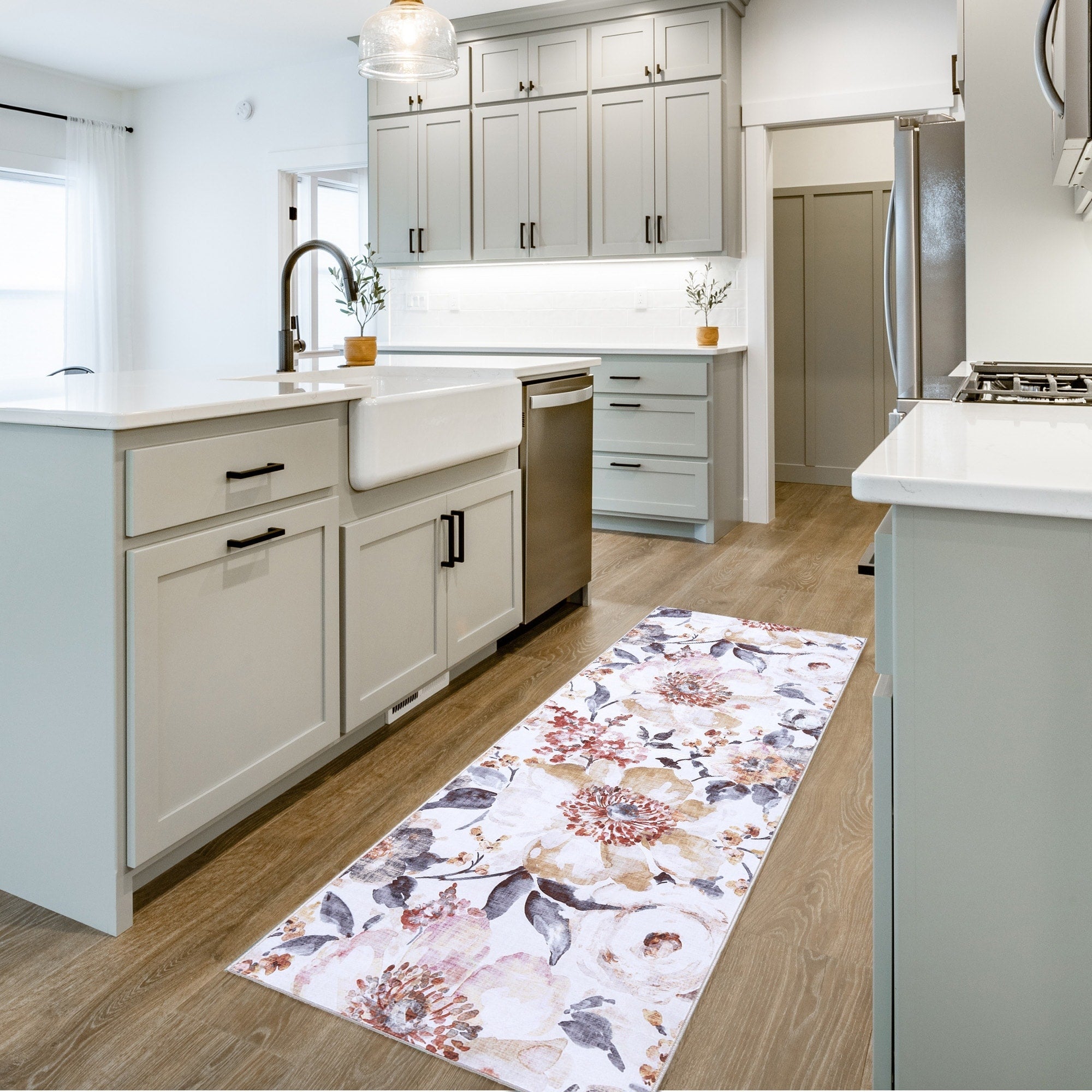 Tapis antidérapant lavable en polyester à poils plats imprimé numériquement par Gertmenian Crystal Print