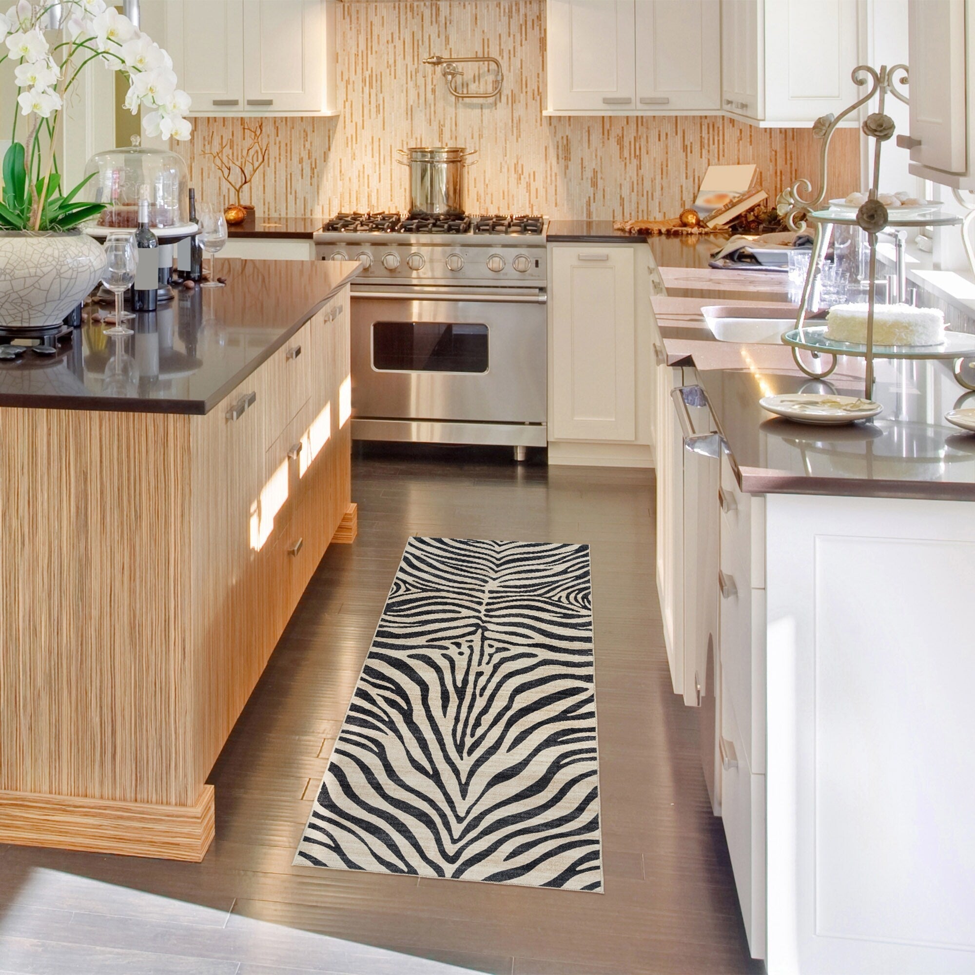 Tapis antidérapant lavable en polyester à poils plats imprimé numériquement par Gertmenian Crystal Print