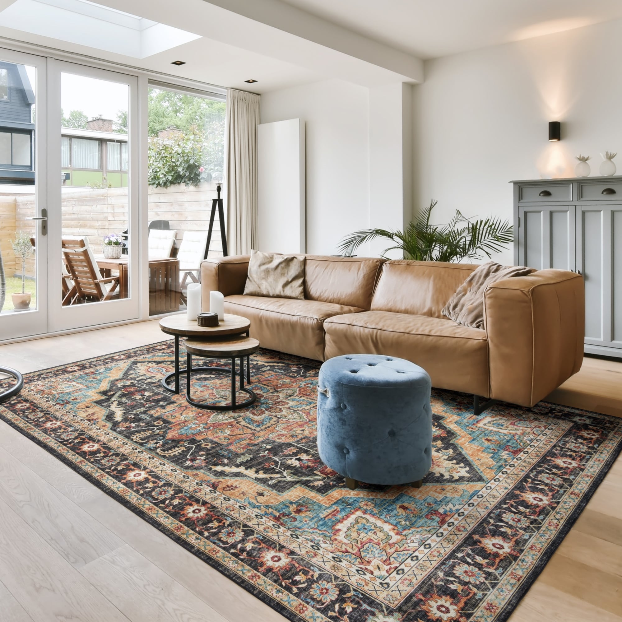 Tapis antidérapant lavable en polyester à poils plats imprimé numériquement par Gertmenian Crystal Print