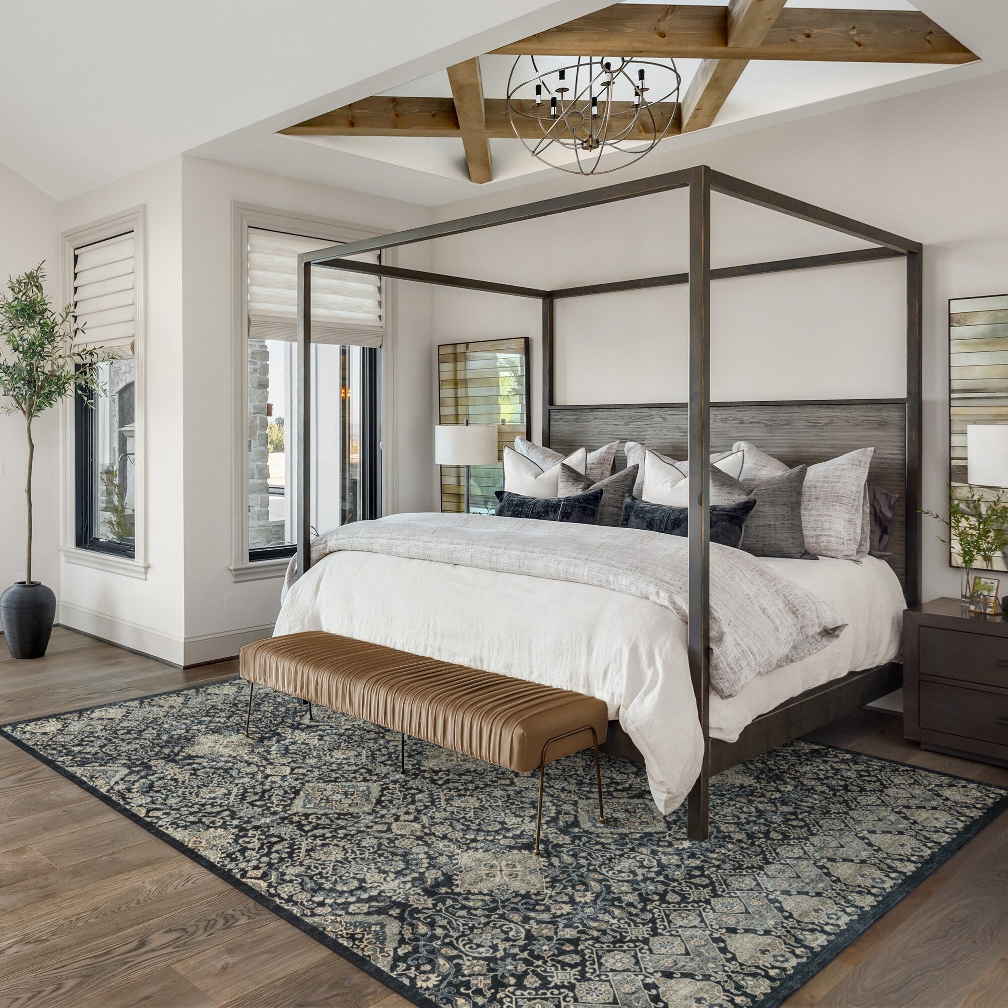 Tapis antidérapant lavable en polyester à poils plats imprimé numériquement par Gertmenian Crystal Print