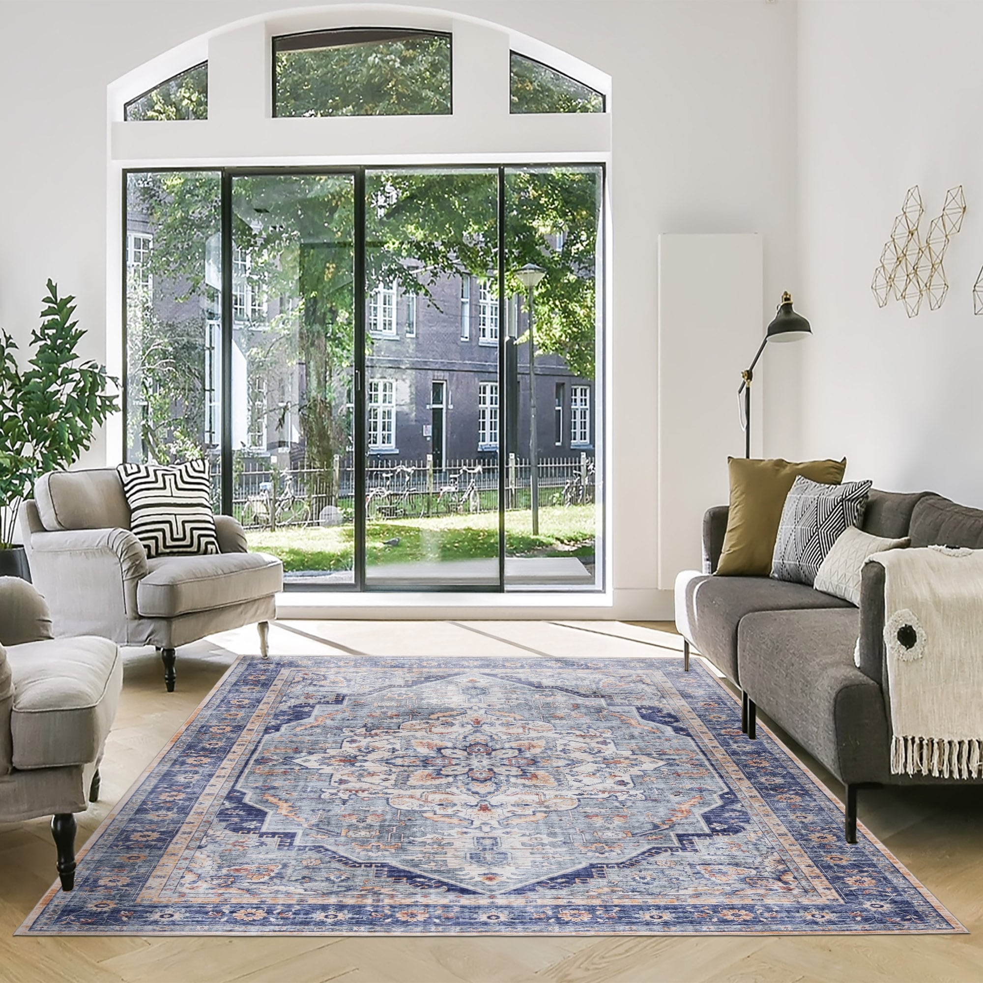 Tapis antidérapant lavable en polyester à poils plats imprimé numériquement par Gertmenian Crystal Print