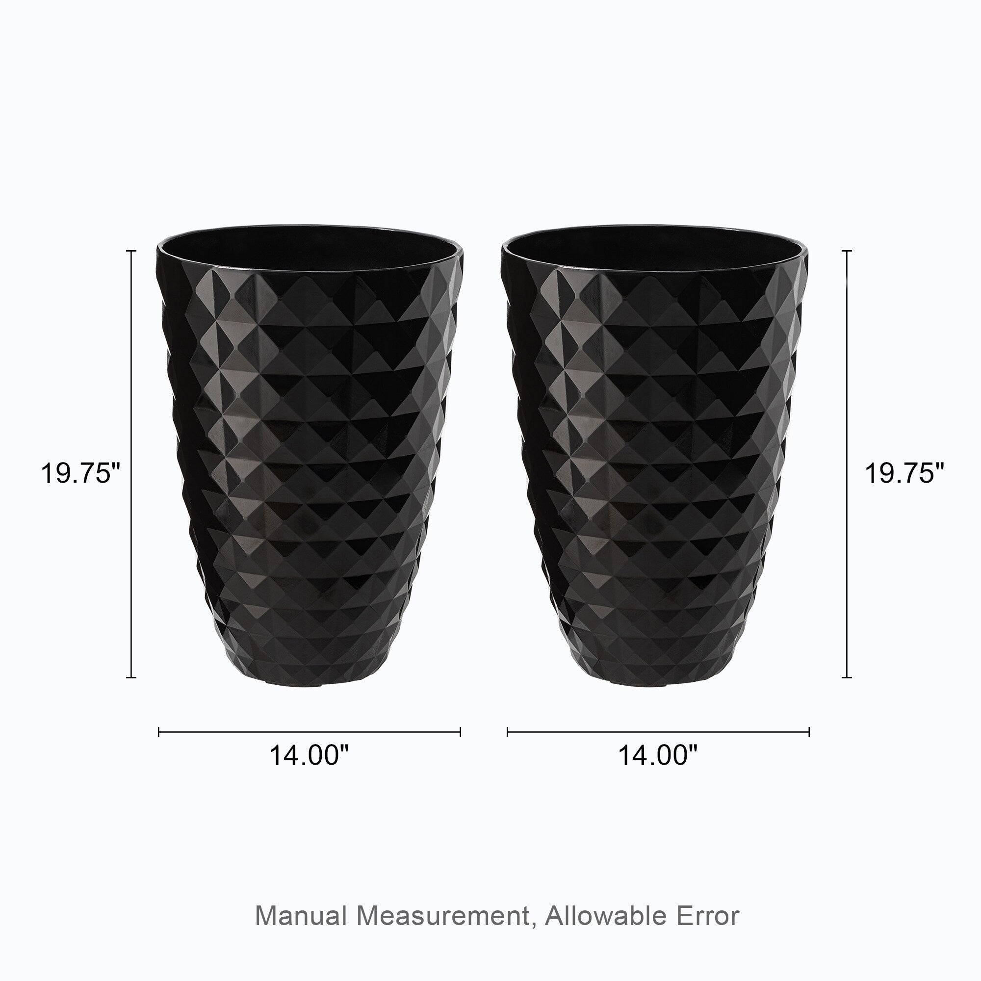 Glitzhome 19.75 H Eco-Friendly Oversized Faux Ceramic Diamond Textured Tall Planter Porch Flowerpot (Set of 2)