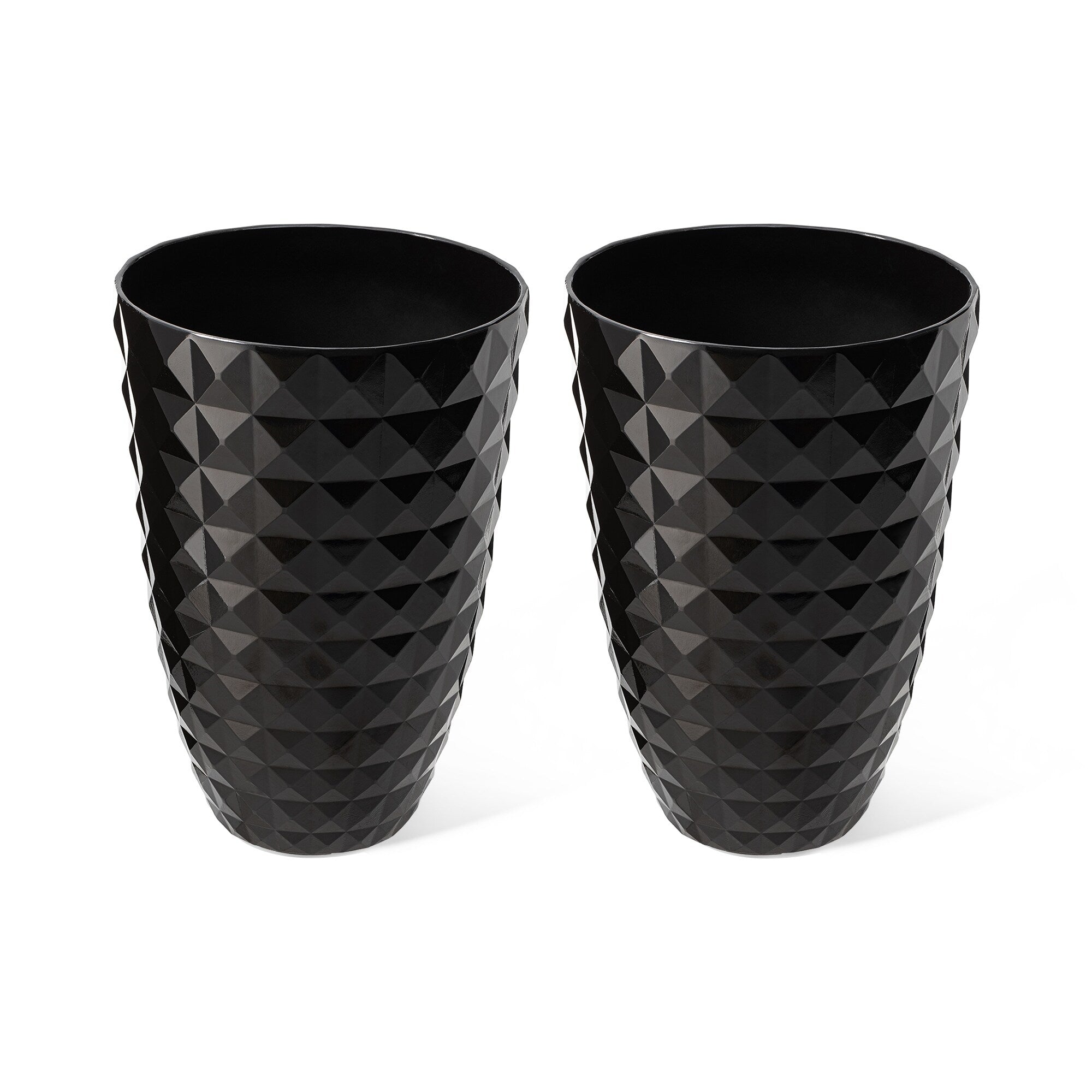 Glitzhome 19.75 H Eco-Friendly Oversized Faux Ceramic Diamond Textured Tall Planter Porch Flowerpot (Set of 2)