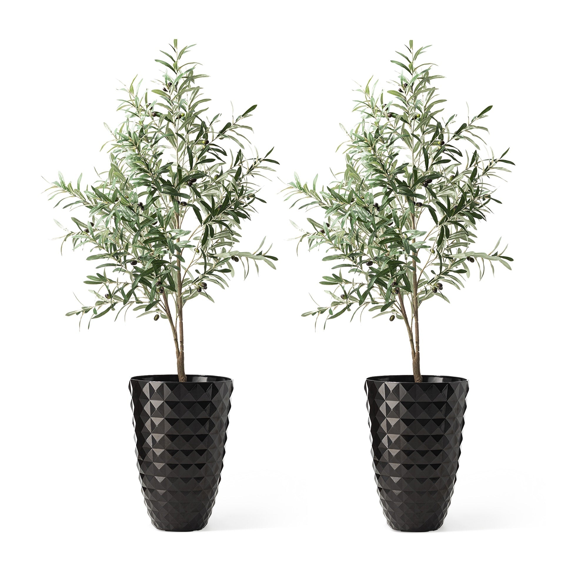 Glitzhome 19.75 H Eco-Friendly Oversized Faux Ceramic Diamond Textured Tall Planter Porch Flowerpot (Set of 2)