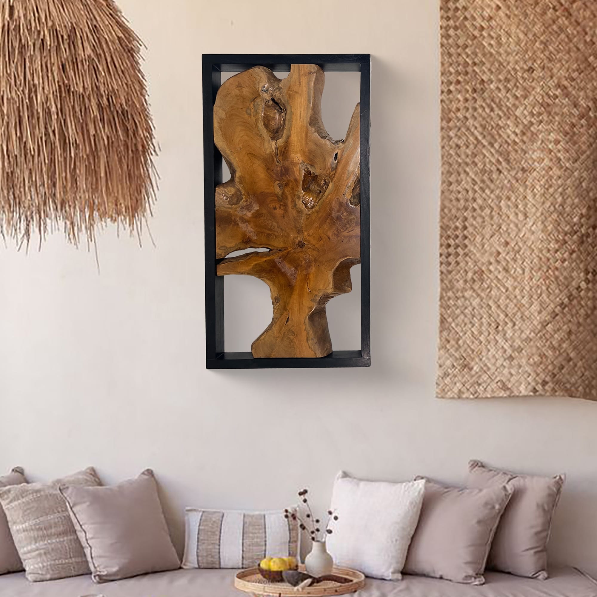 Décoration murale en teck Greenage Sculpture murale abstraite Live Edge