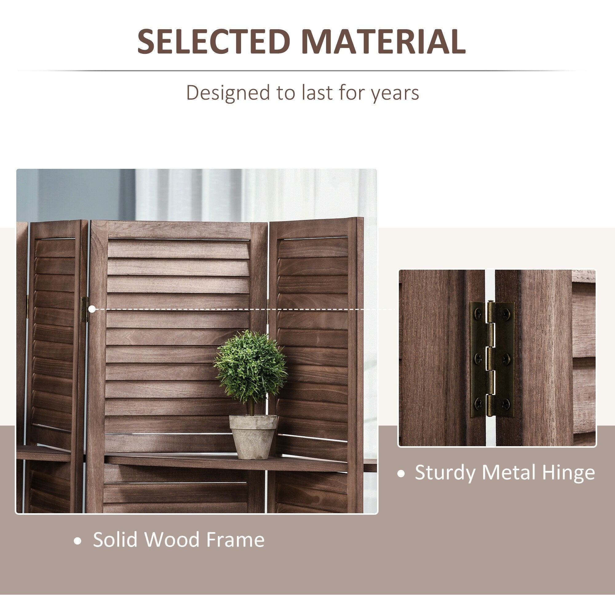 HOMCOM Cloison de séparation pliable à 4 panneaux, 1,6 m de haut, écran de confidentialité autoportant pour chambre à coucher intérieure - 63,75 x 0,75 x 67