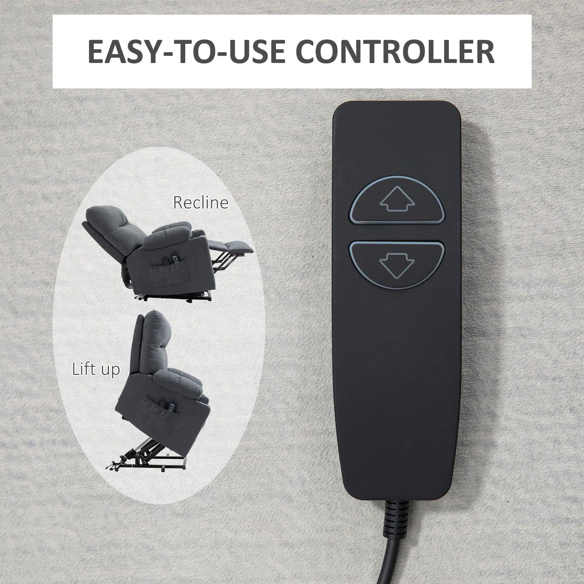 Fauteuil releveur électrique HOMCOM pour personnes âgées, fauteuil inclinable de salon surdimensionné avec télécommande