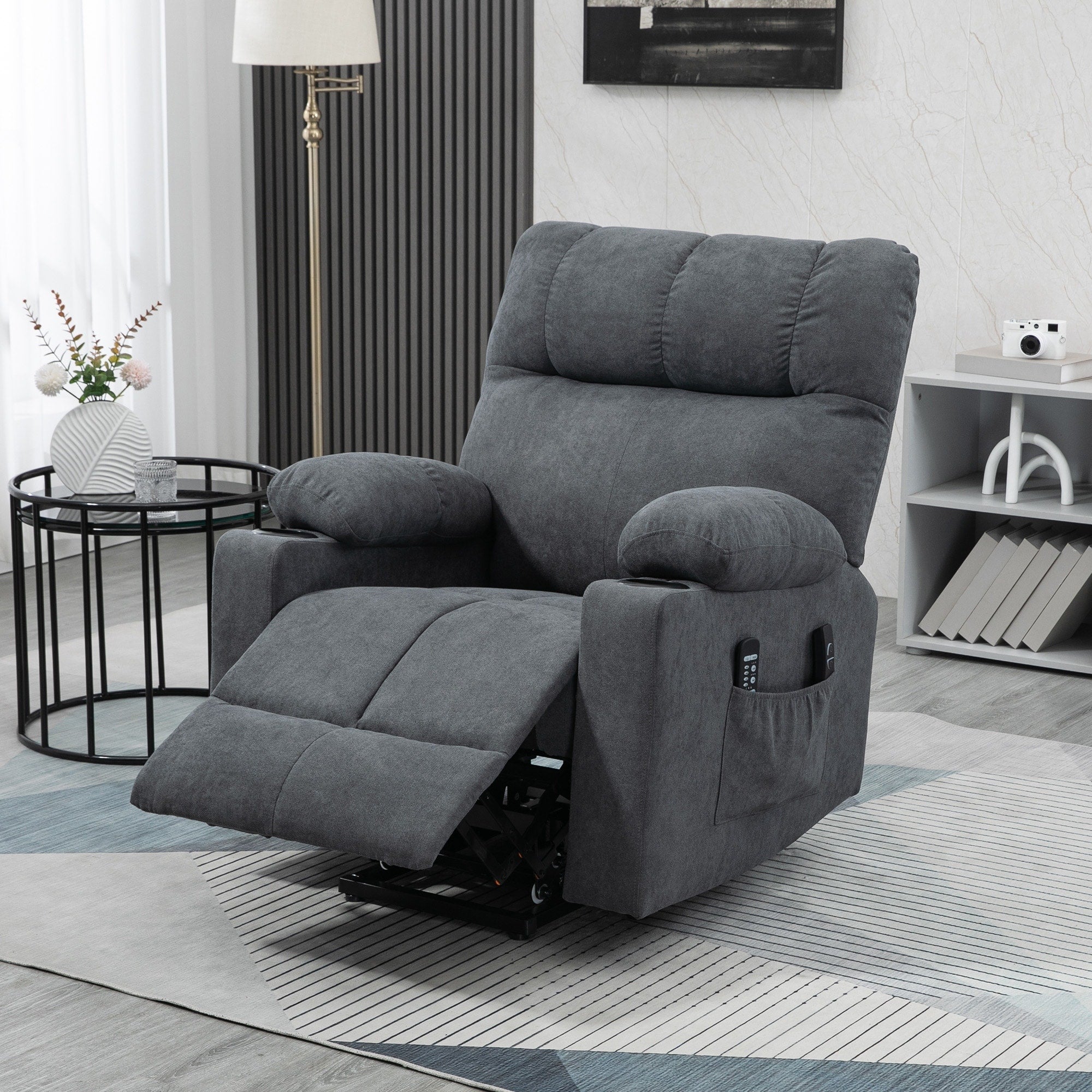 Fauteuil releveur électrique HOMCOM pour personnes âgées, fauteuil inclinable de salon surdimensionné avec télécommande