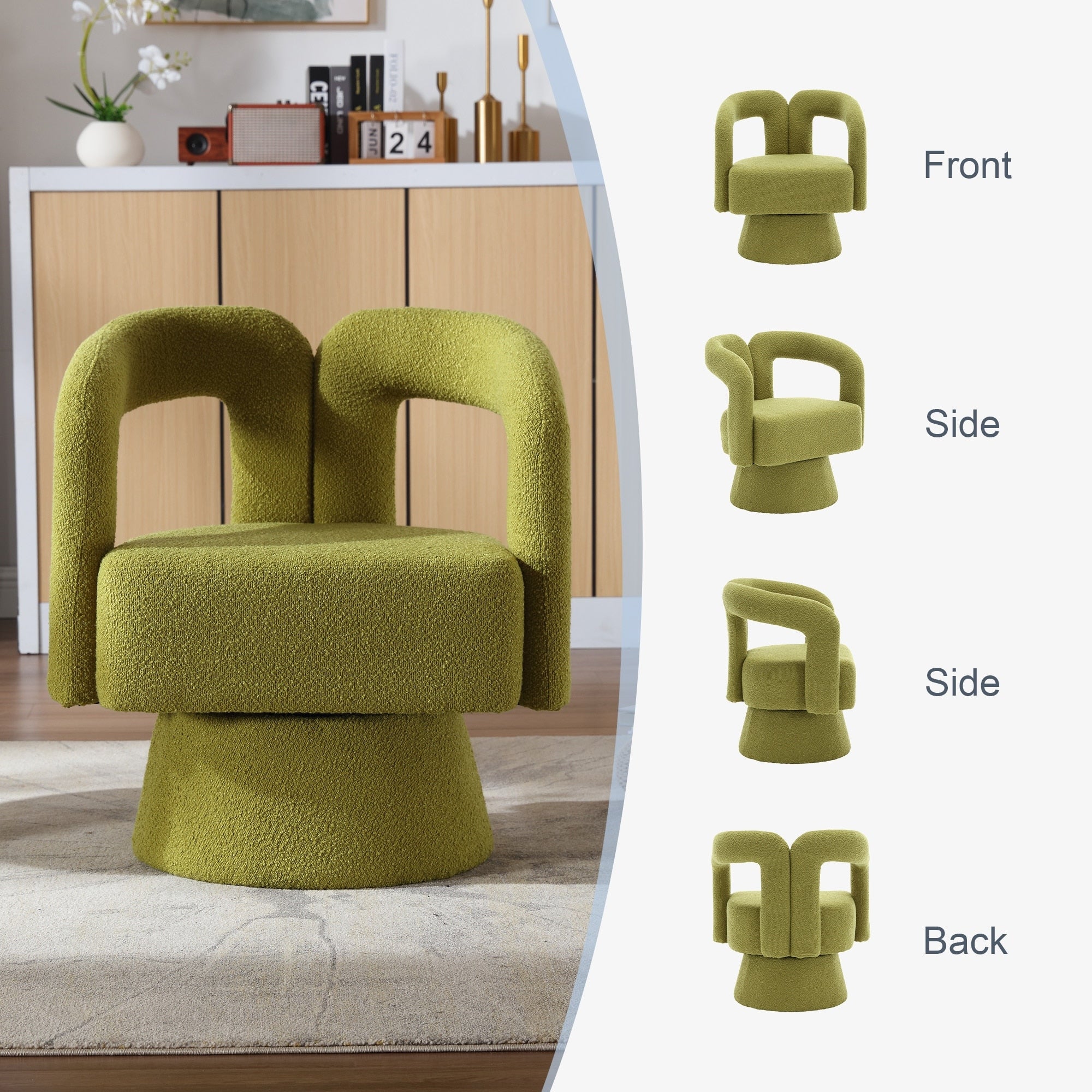 Fauteuils d'appoint pivotants à 360 degrés rembourrés Boucle de HOMEFUN
