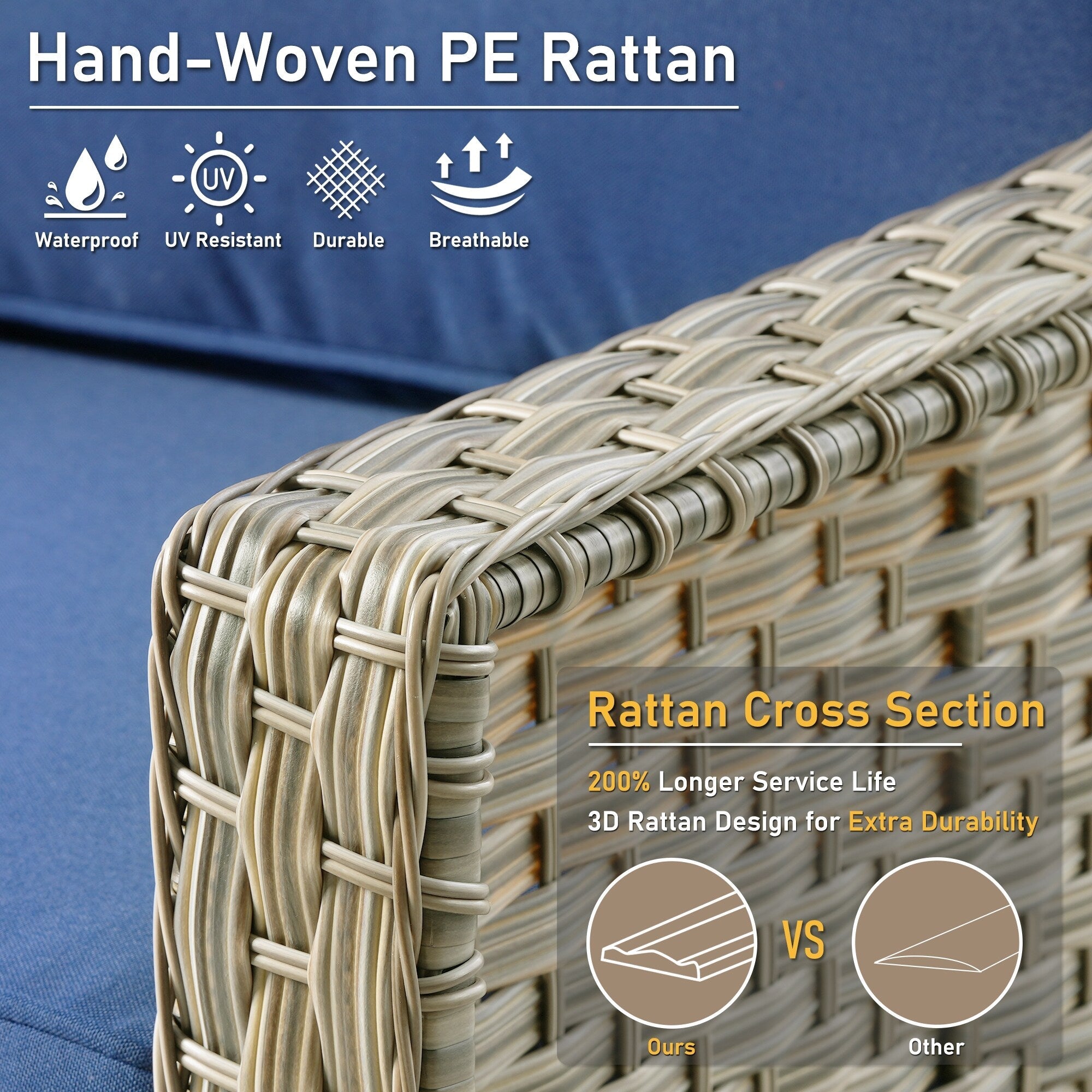 Ensemble de 2 chaises de patio d'extérieur en rotin et osier à dossier haut HOOOWOOO