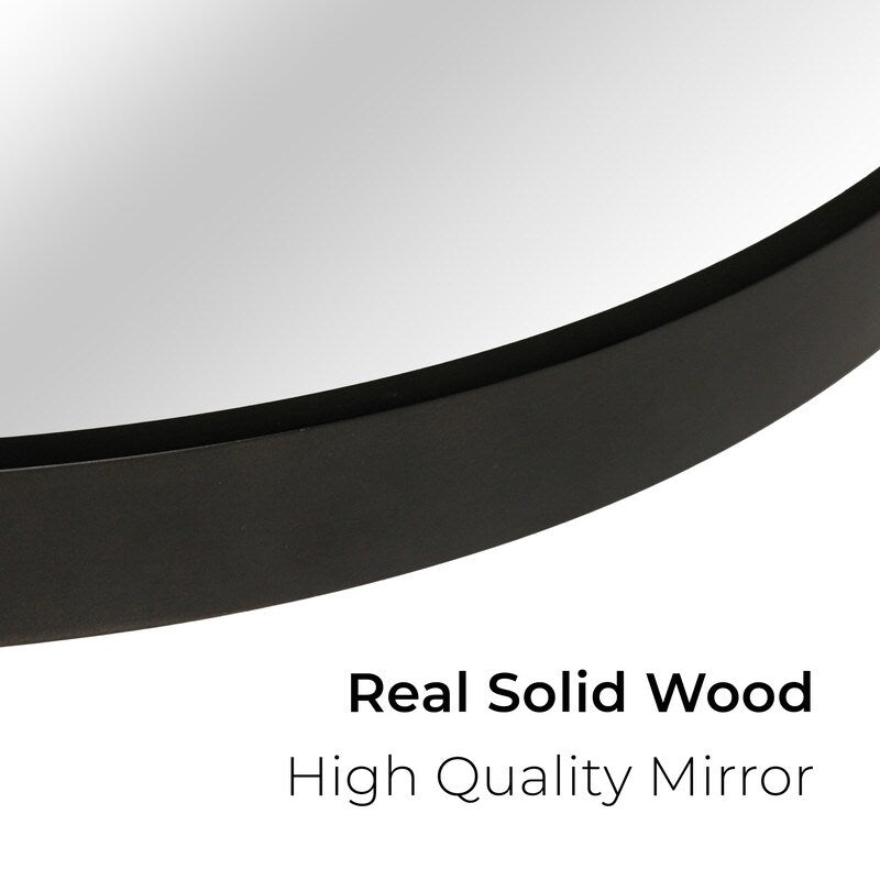 Miroir mural rond classique de style ferme avec cadre en bois