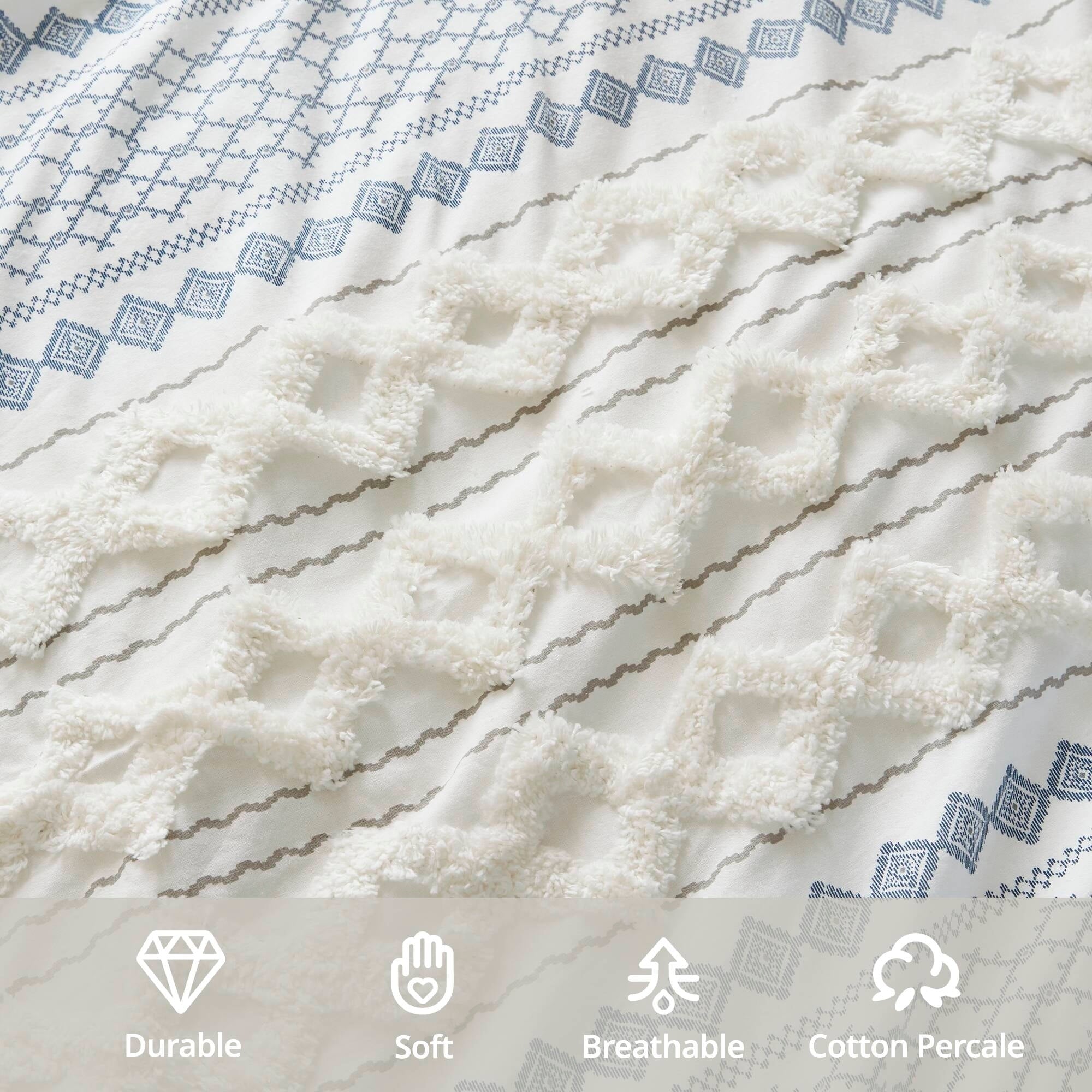 Parure de lit Imani en coton imprimé avec chenille INK+IVY