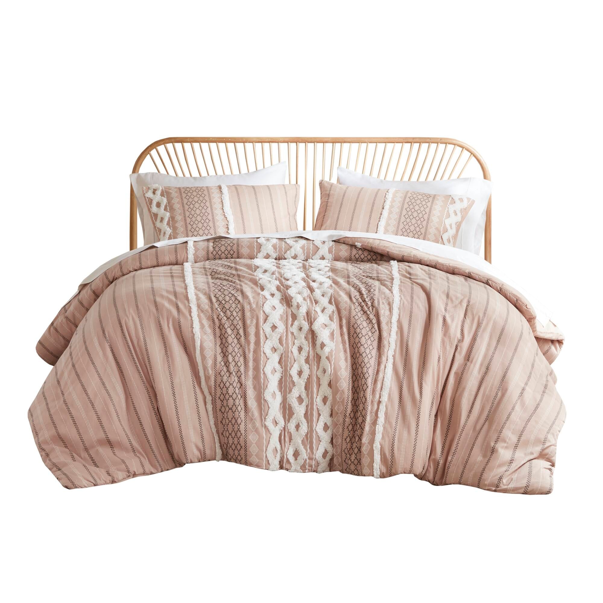 Parure de lit Imani en coton imprimé avec chenille INK+IVY