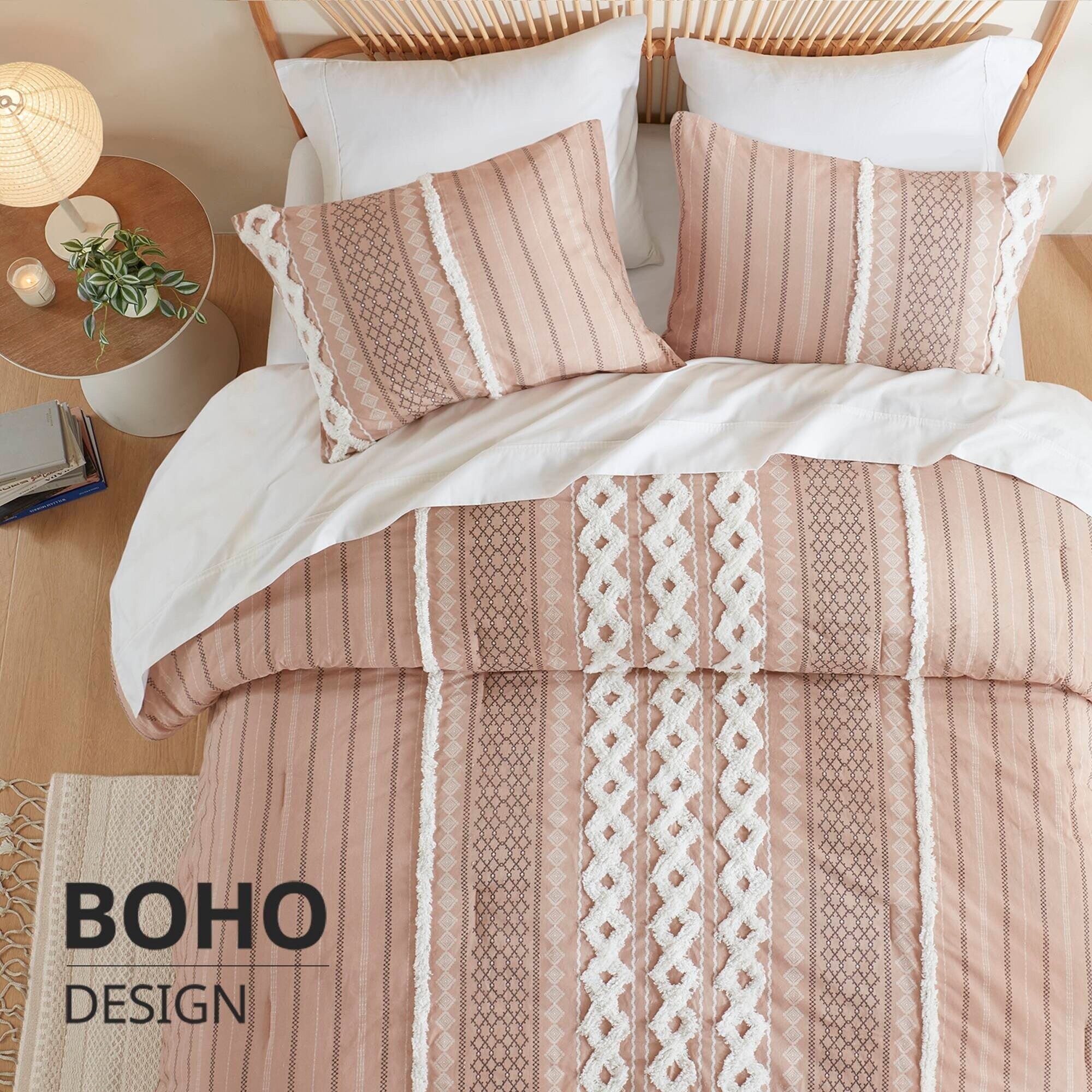 Parure de lit Imani en coton imprimé avec chenille INK+IVY