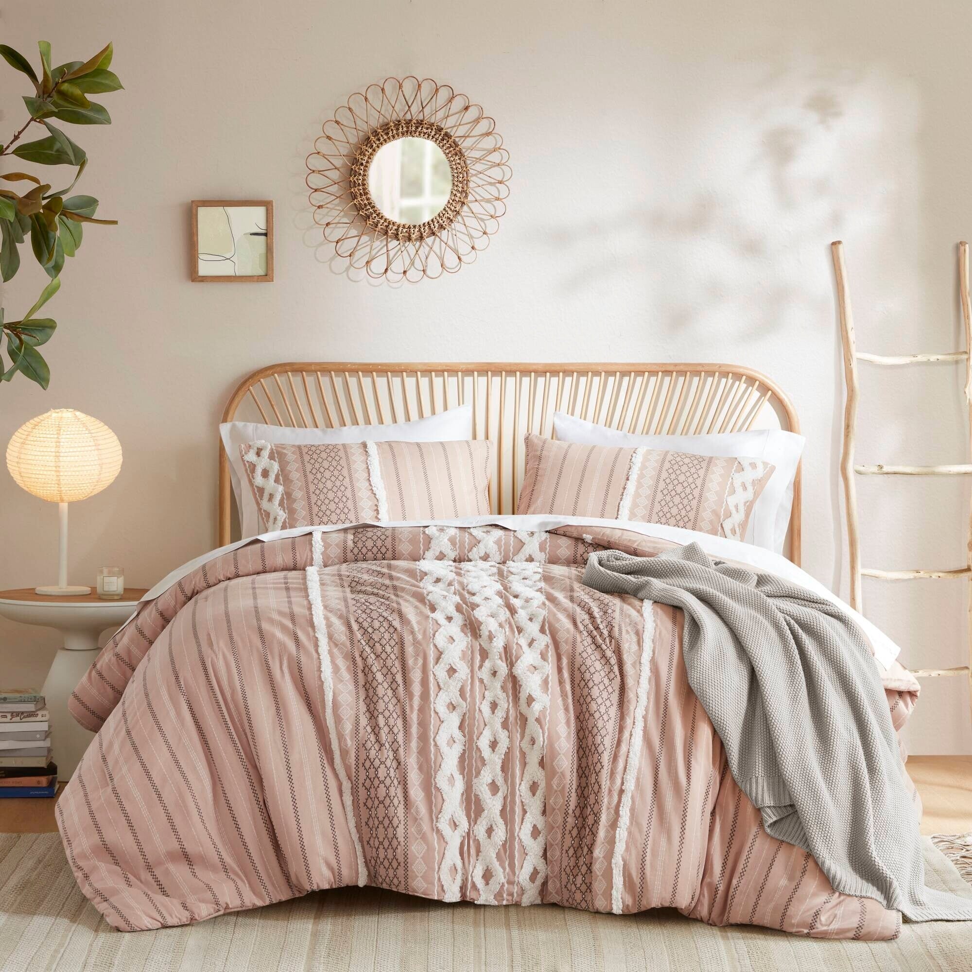 Parure de lit Imani en coton imprimé avec chenille INK+IVY