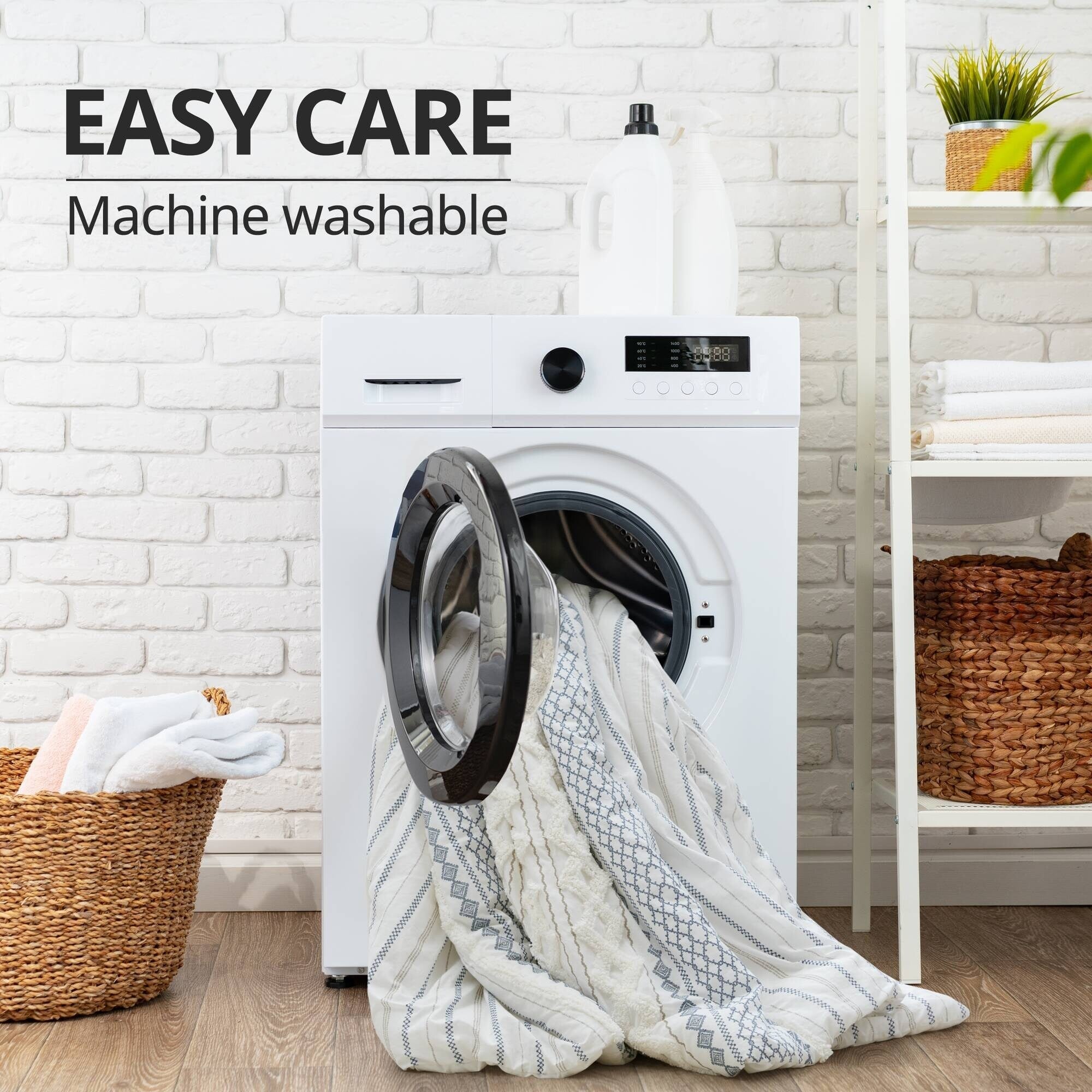 Parure de lit Imani en coton imprimé avec chenille INK+IVY